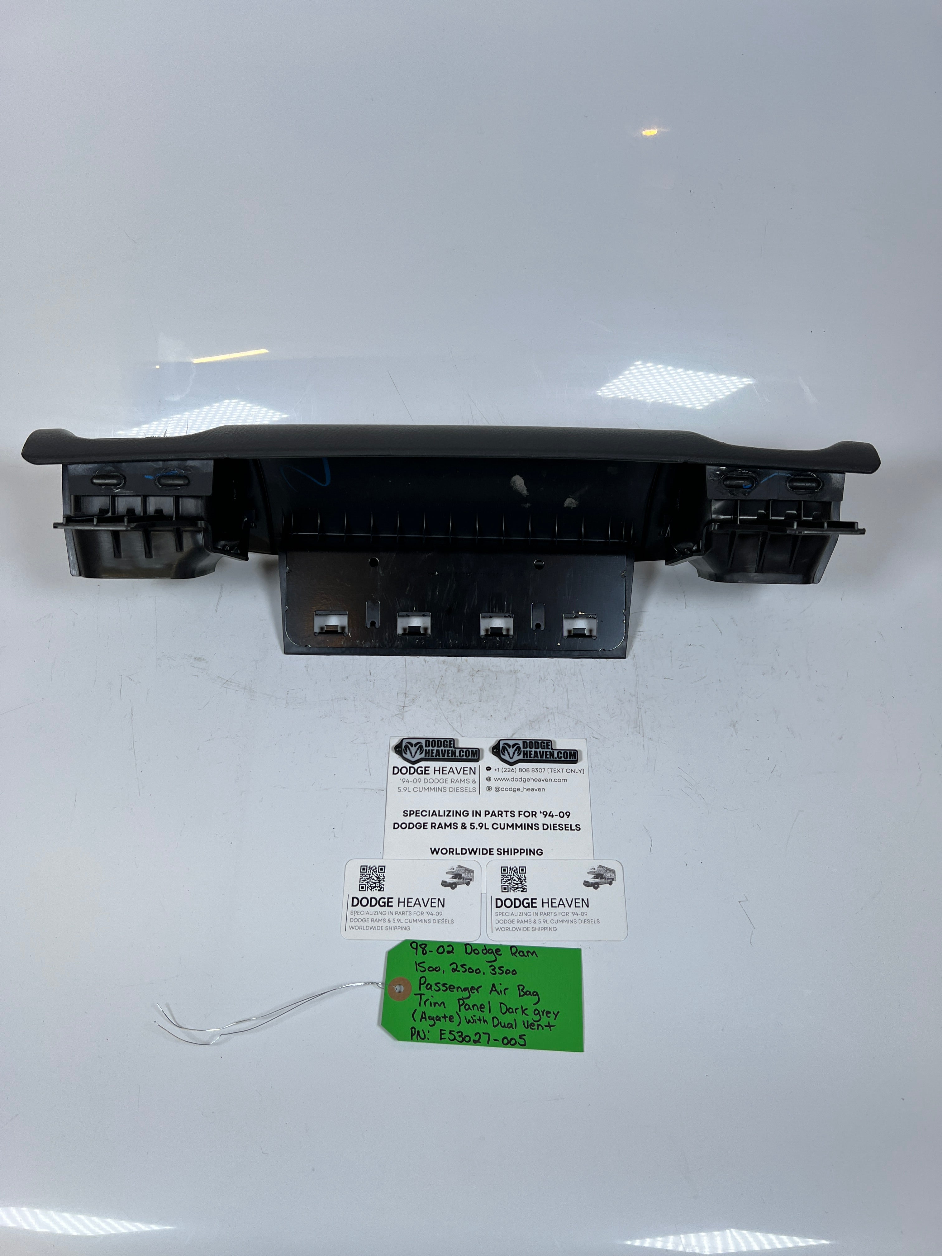 1998-2002 Dodge Ram Passenger Dash Trim Panel Cover Dual Vents Agate