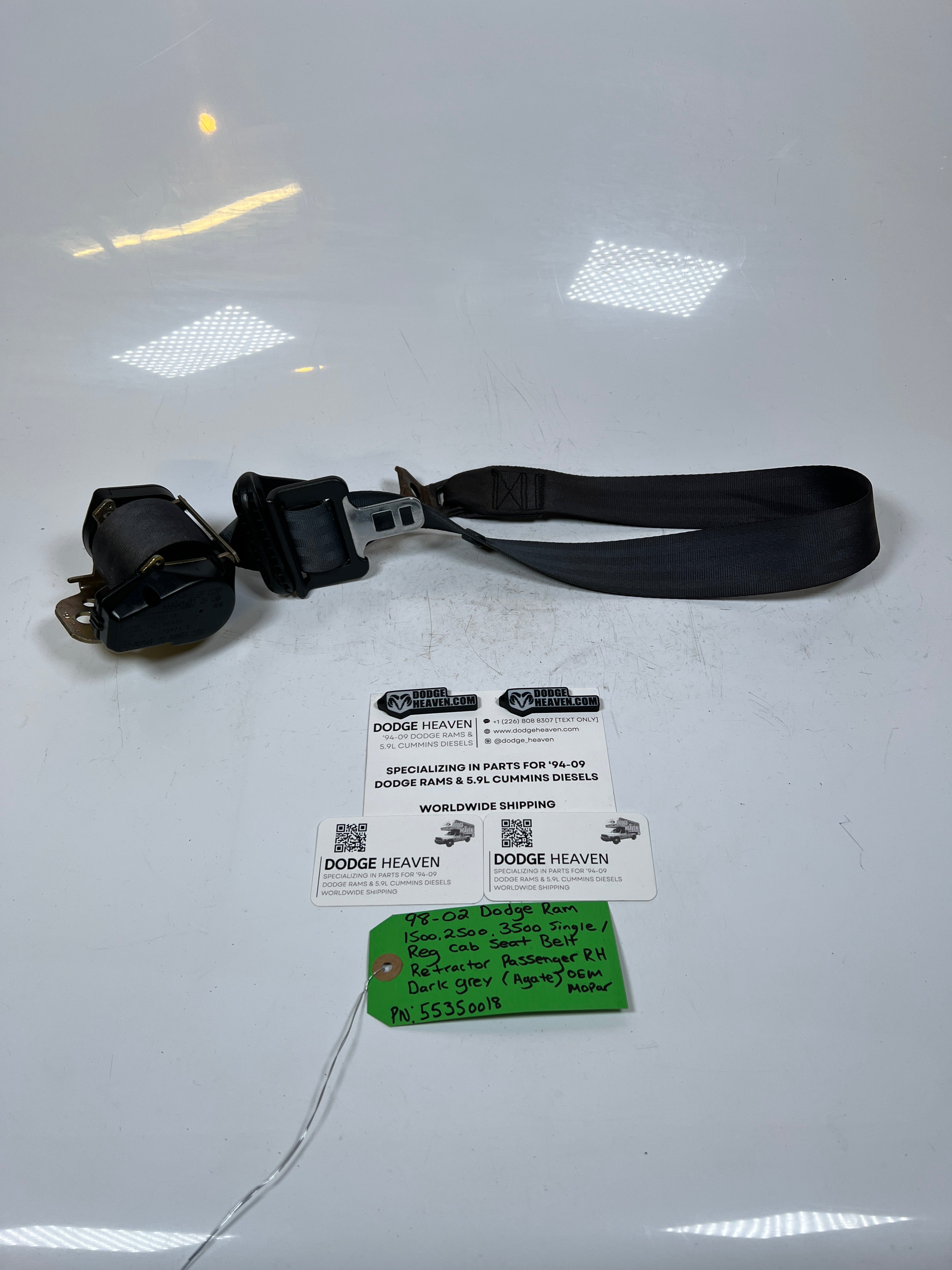 1998-2002 Dodge Ram Single Cab Passenger RH Seat Belt Retractor Dark Grey