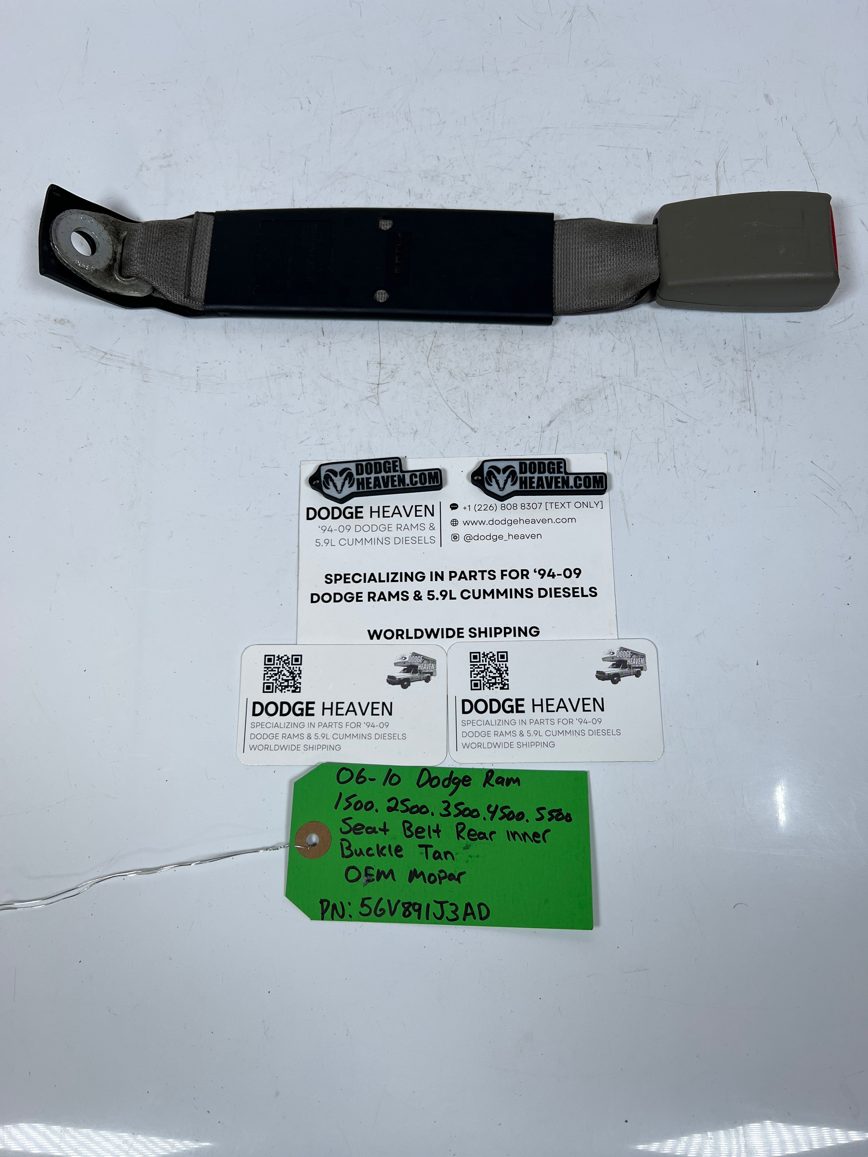 2006-2010 Dodge Ram Seat Belt Seatbelt Rear Inner Buckle Tan