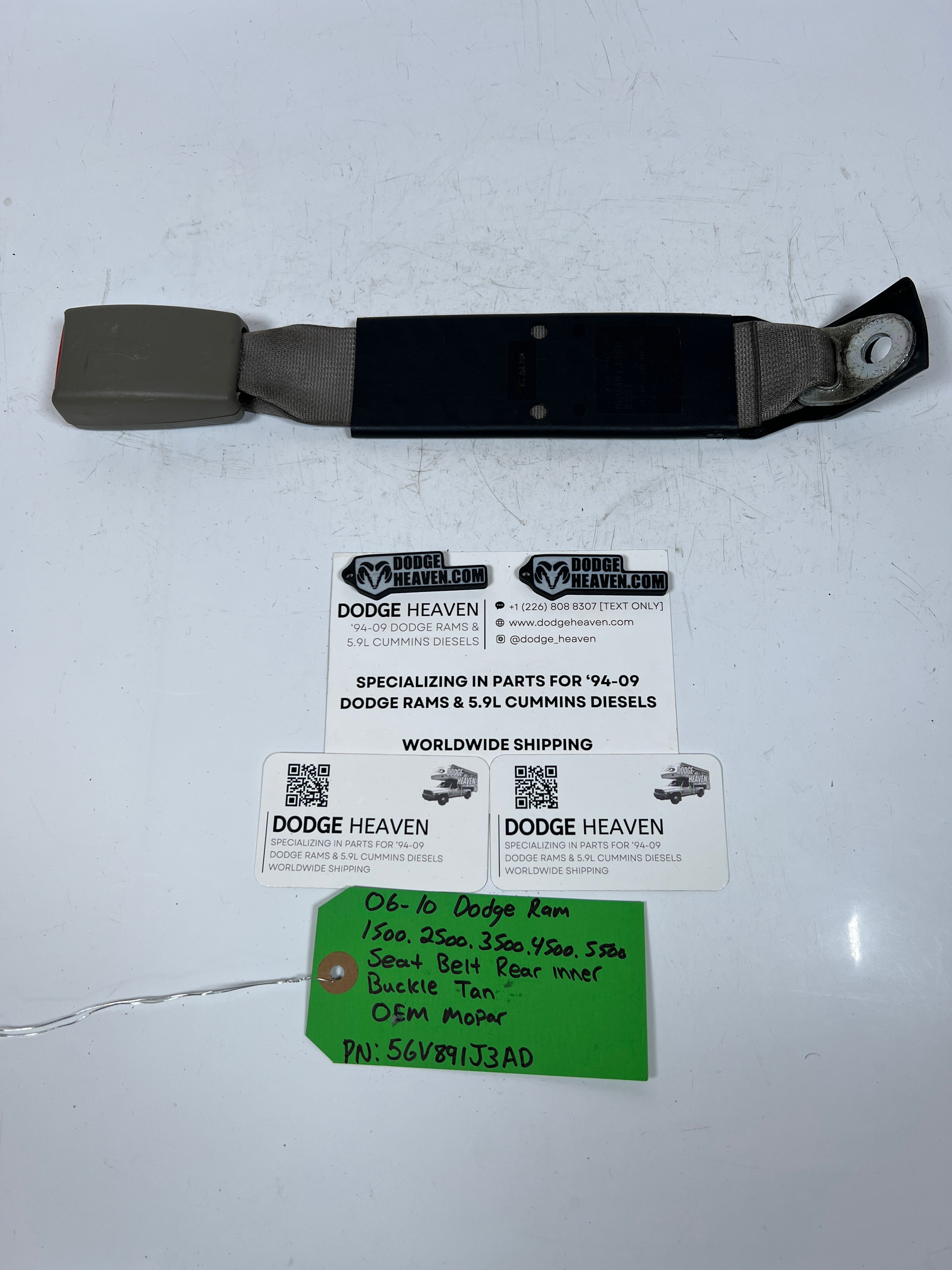 2006-2010 Dodge Ram Seat Belt Seatbelt Rear Inner Buckle Tan