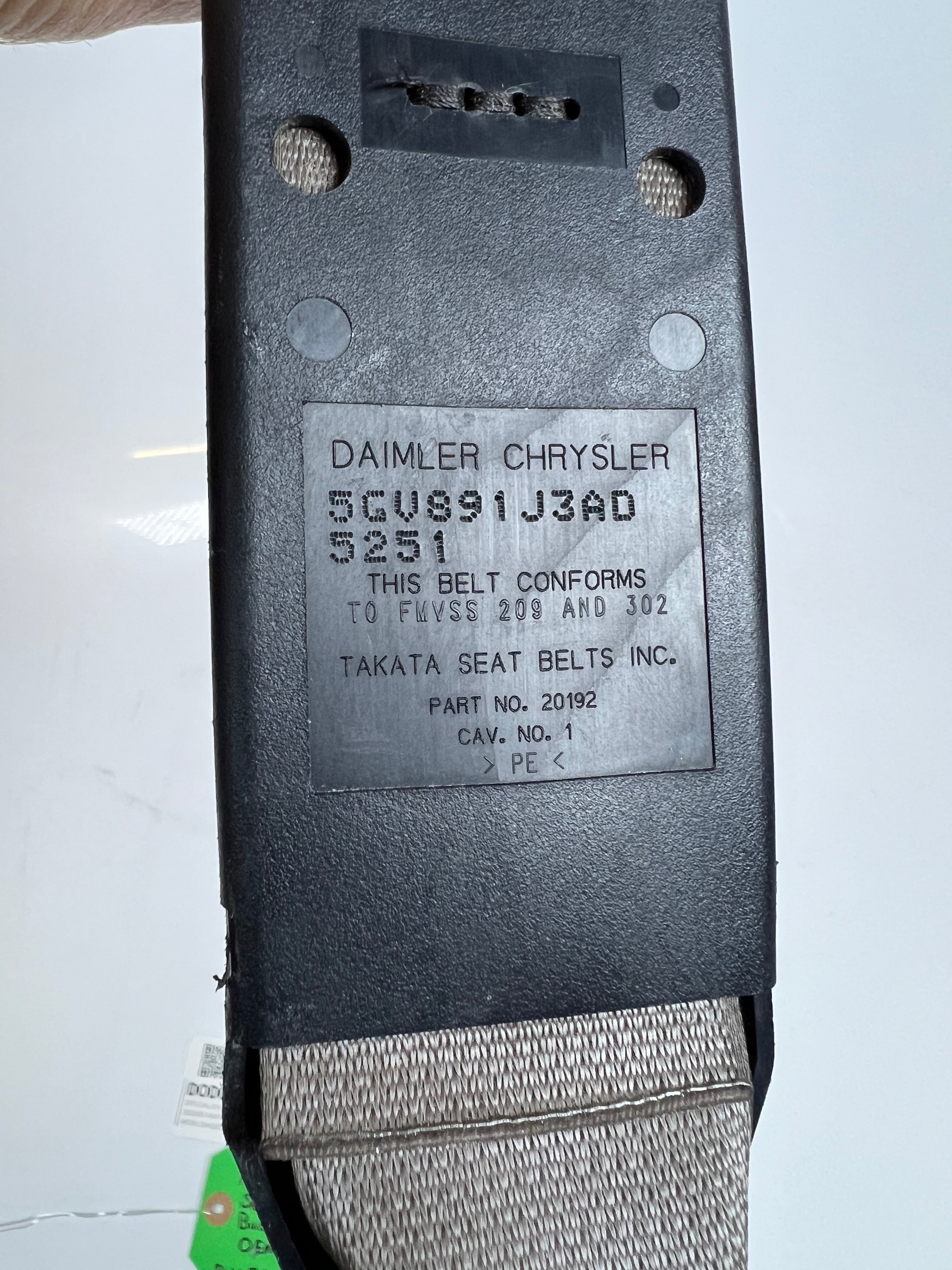 2006-2010 Dodge Ram Seat Belt Seatbelt Rear Inner Buckle Tan