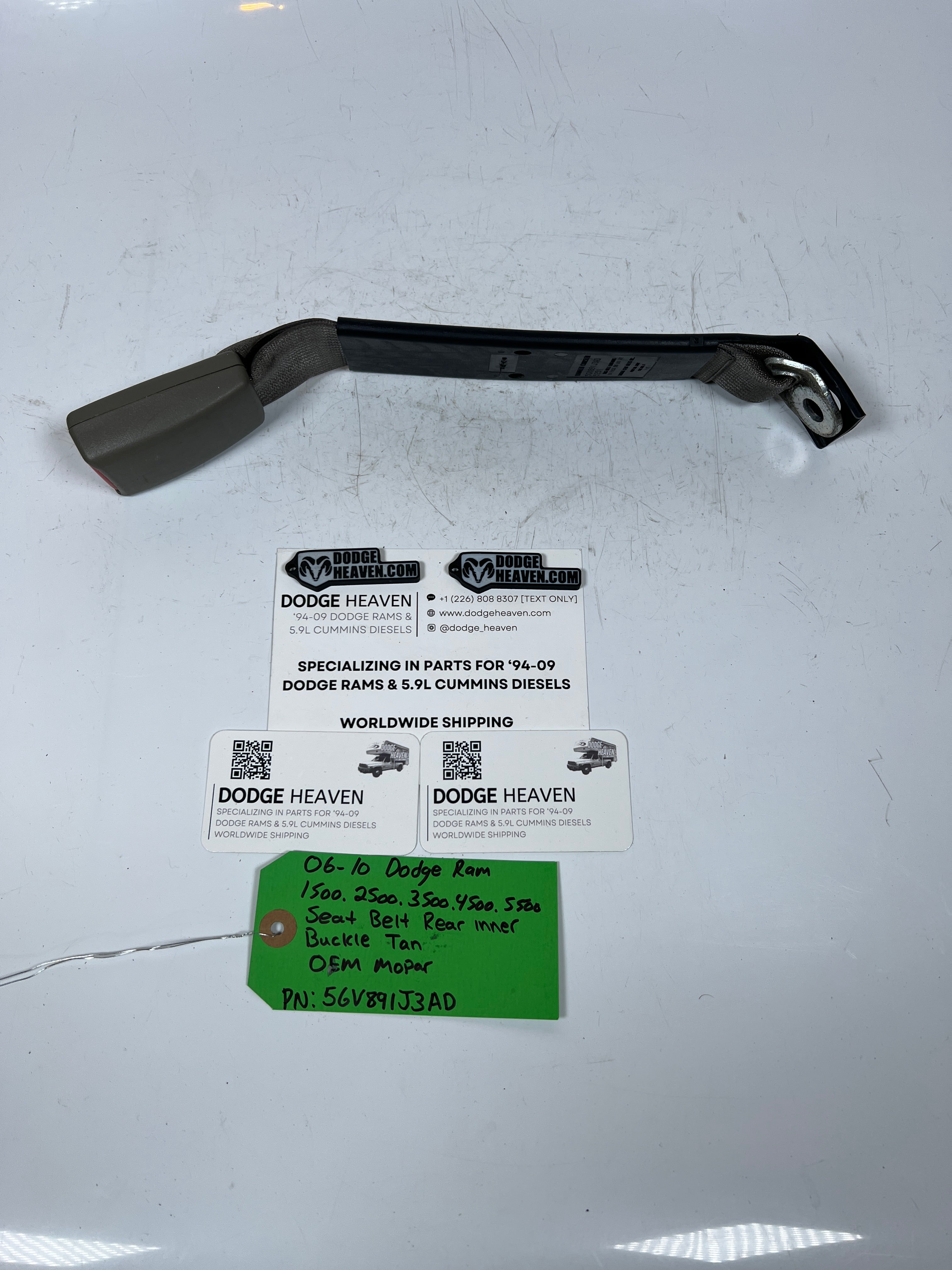 2006-2010 Dodge Ram Seat Belt Seatbelt Rear Inner Buckle Tan