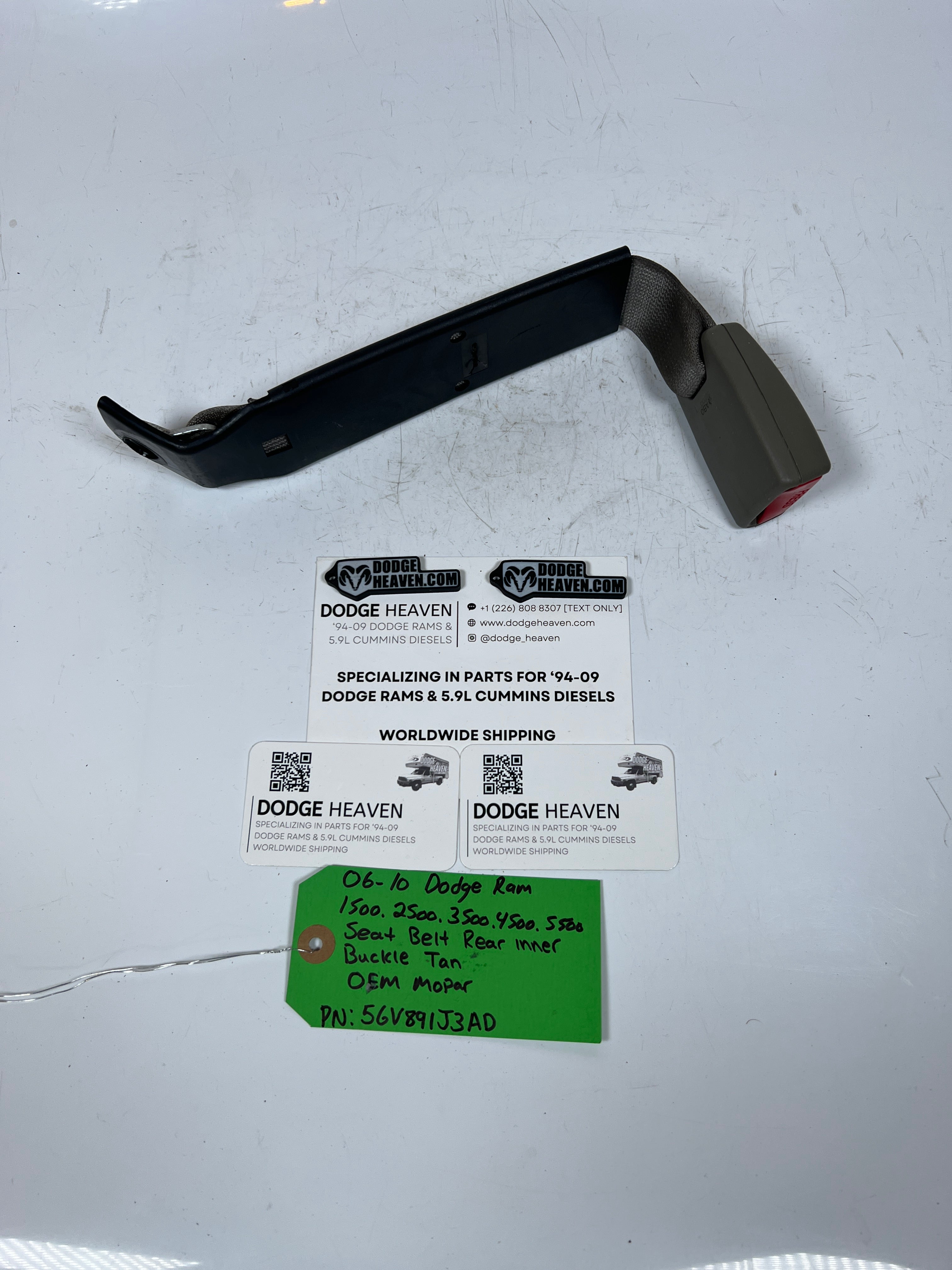 2006-2010 Dodge Ram Seat Belt Seatbelt Rear Inner Buckle Tan