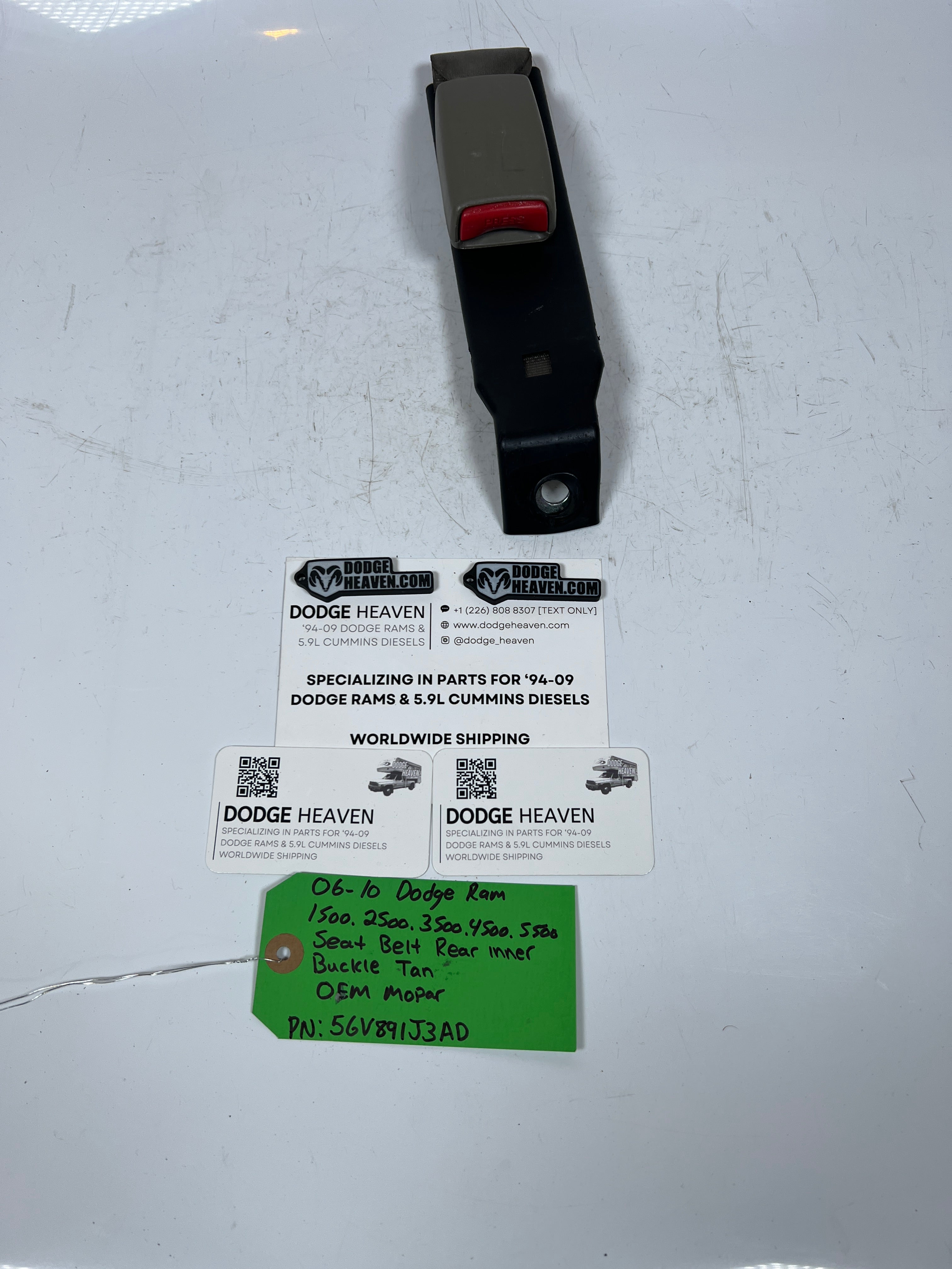 2006-2010 Dodge Ram Seat Belt Seatbelt Rear Inner Buckle Tan