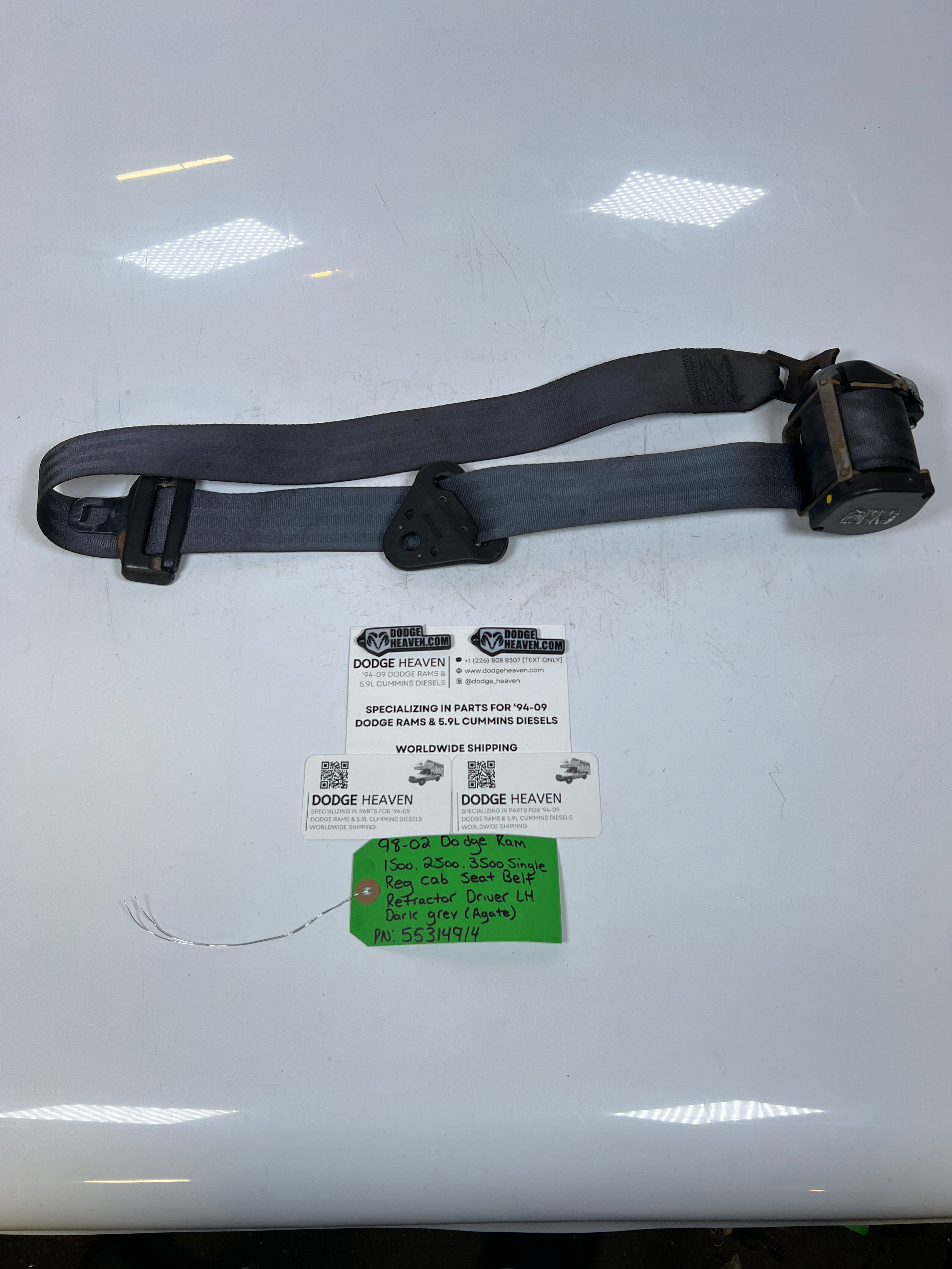1998-2002 Dodge Ram Single Cab Seat Belt Retractor Driver LH Dark Grey