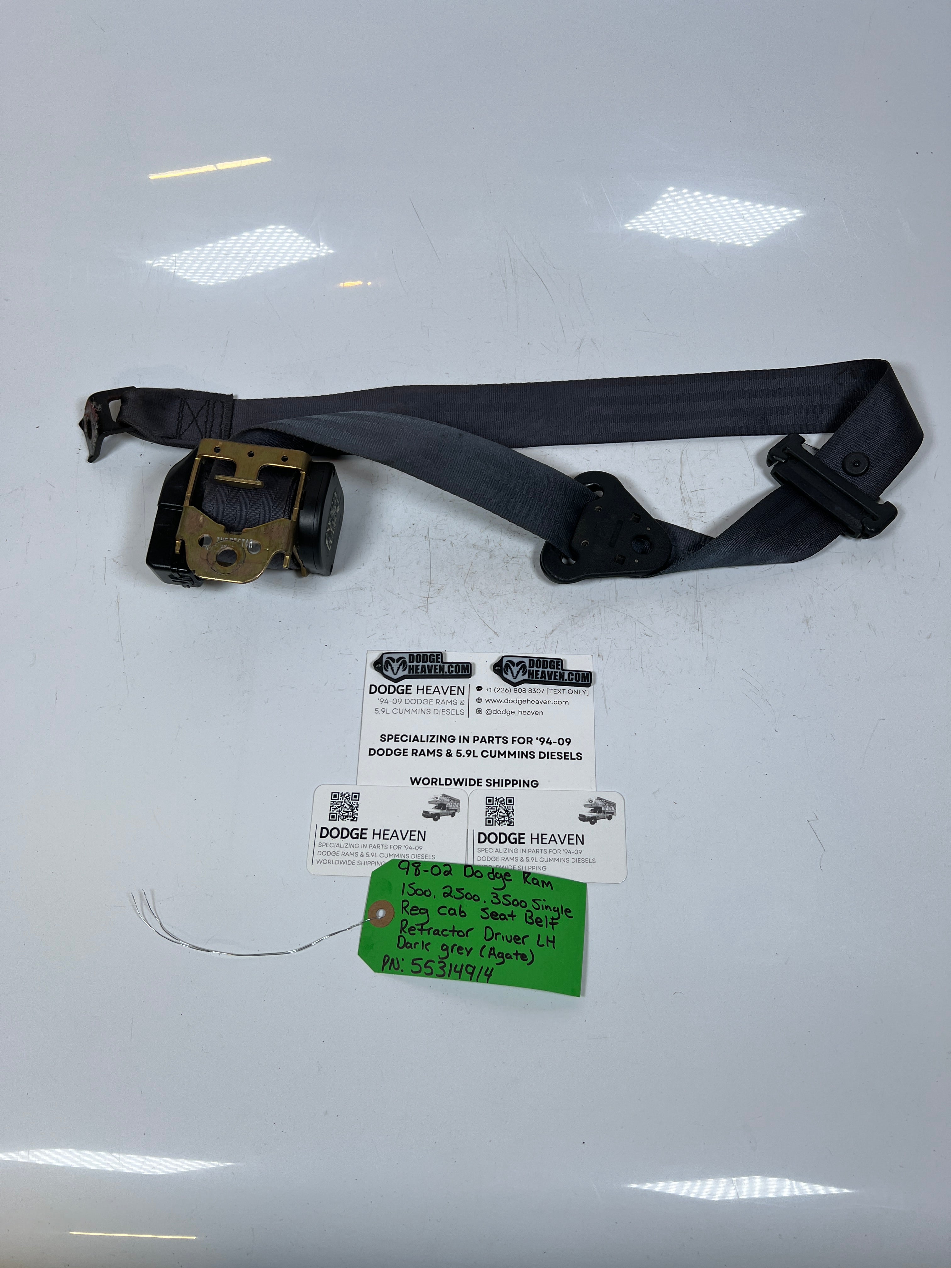 1998-2002 Dodge Ram Single Cab Seat Belt Retractor Driver LH Dark Grey