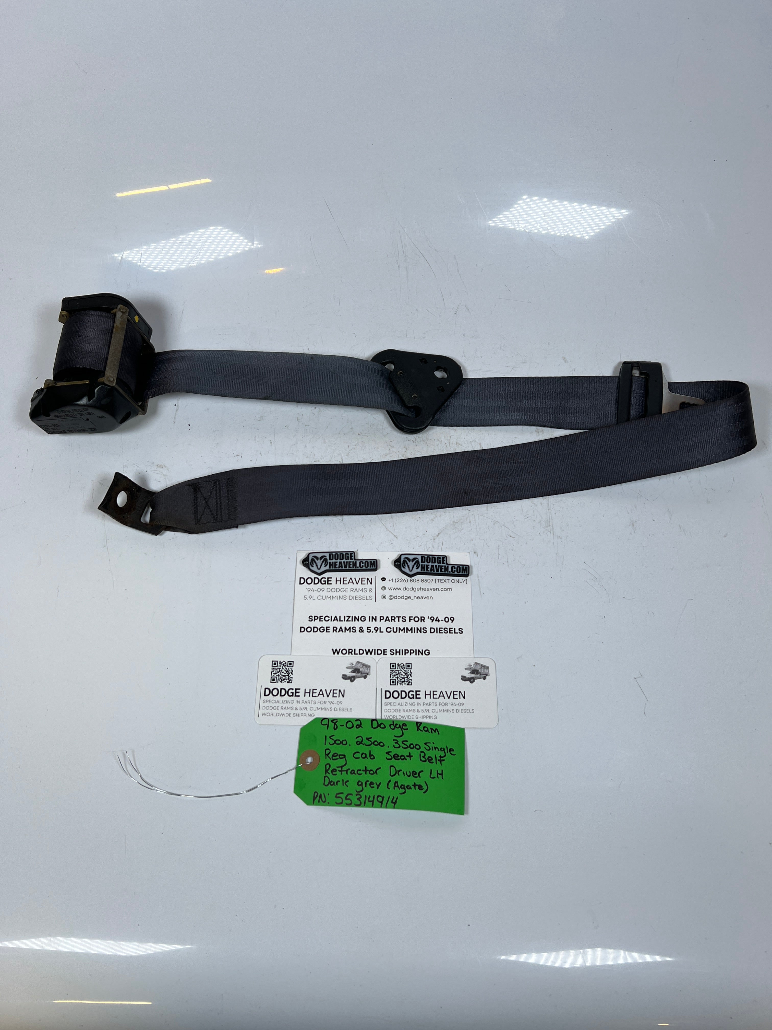 1998-2002 Dodge Ram Single Cab Seat Belt Retractor Driver LH Dark Grey