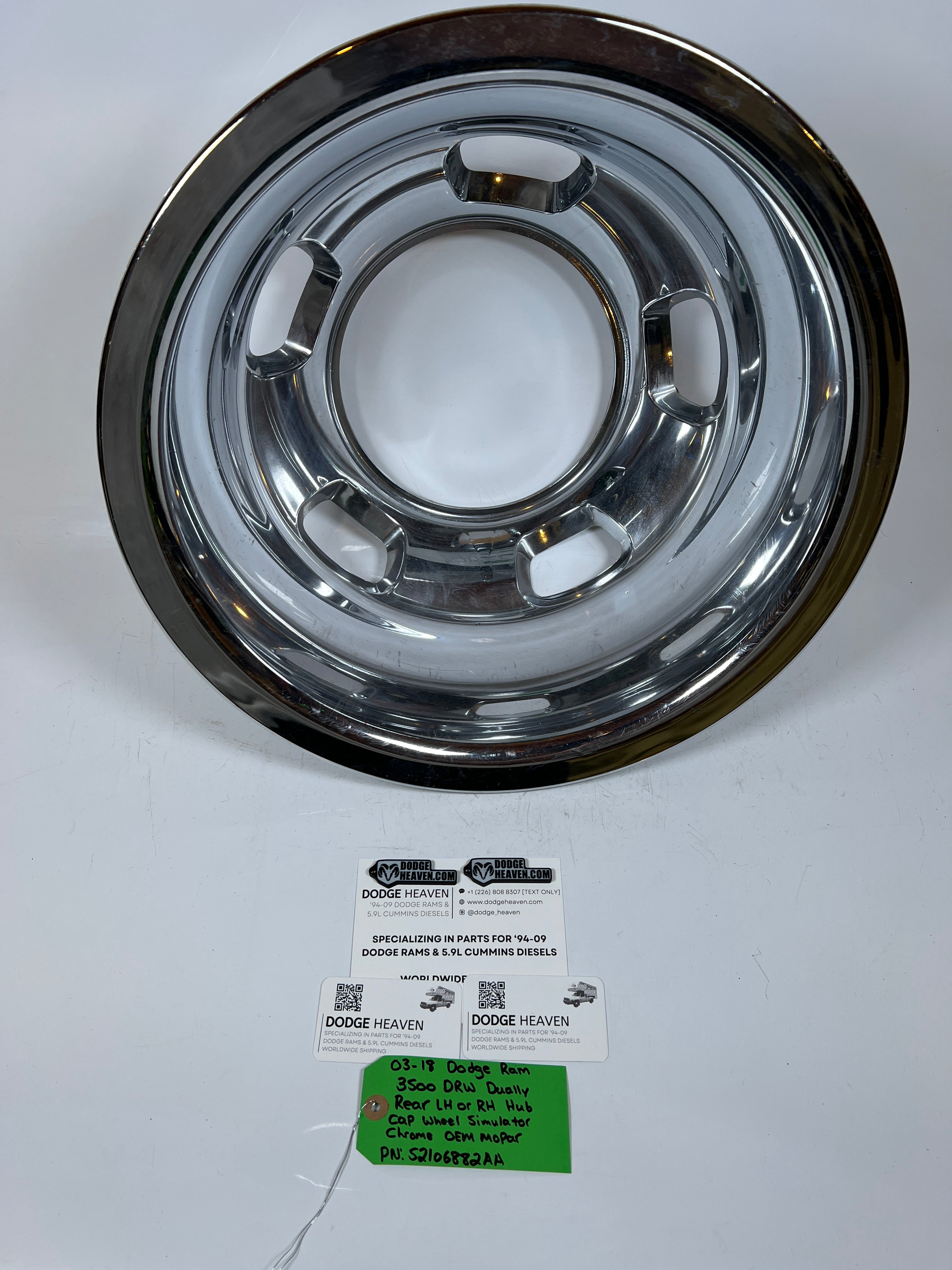 2003-2018 Dodge Ram 3500 Dually Rear Hub Cap Wheel Simulator Chrome
