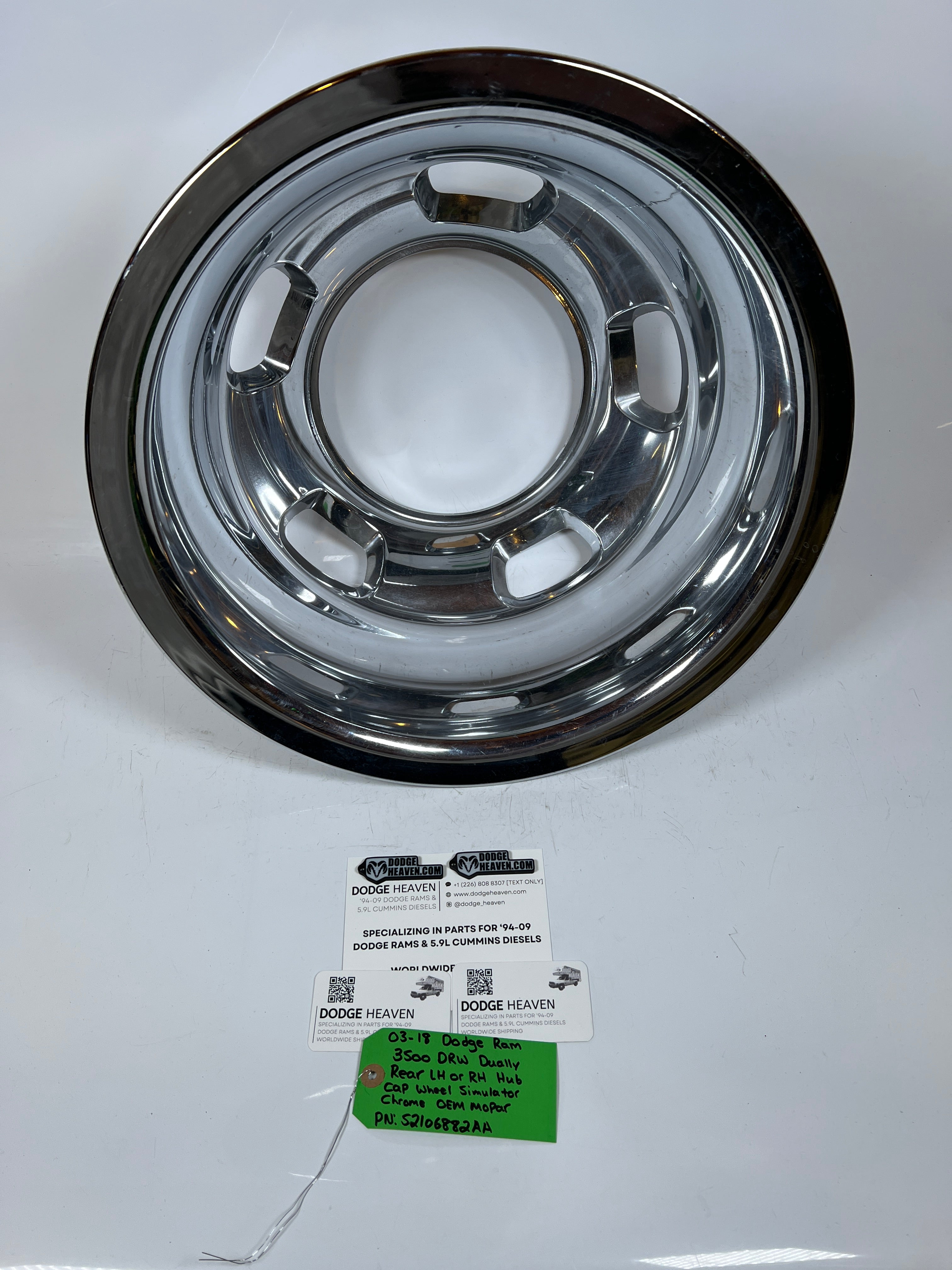 2003-2018 Dodge Ram 3500 Dually Rear Hub Cap Wheel Simulator Chrome