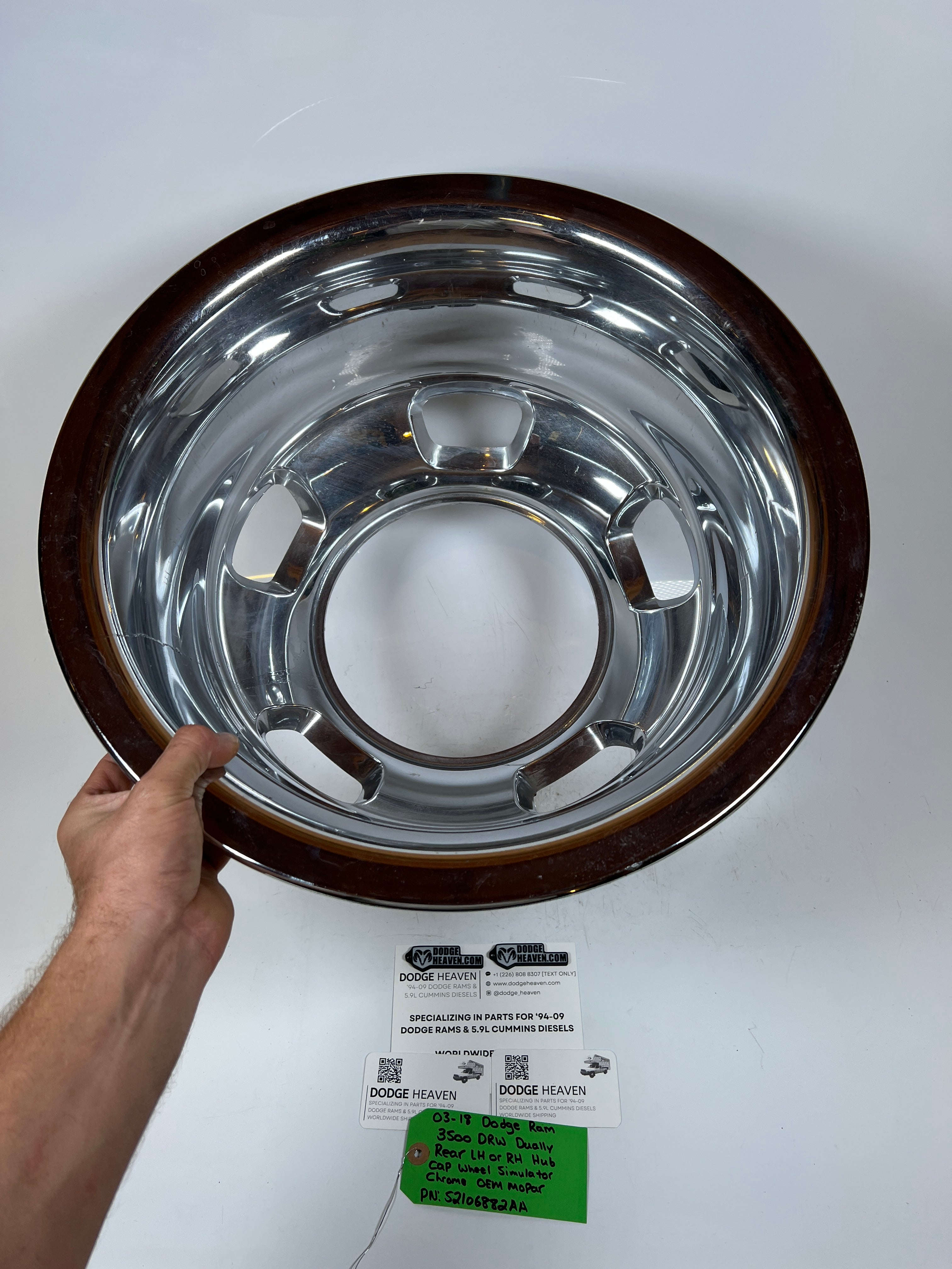 2003-2018 Dodge Ram 3500 Dually Rear Hub Cap Wheel Simulator Chrome