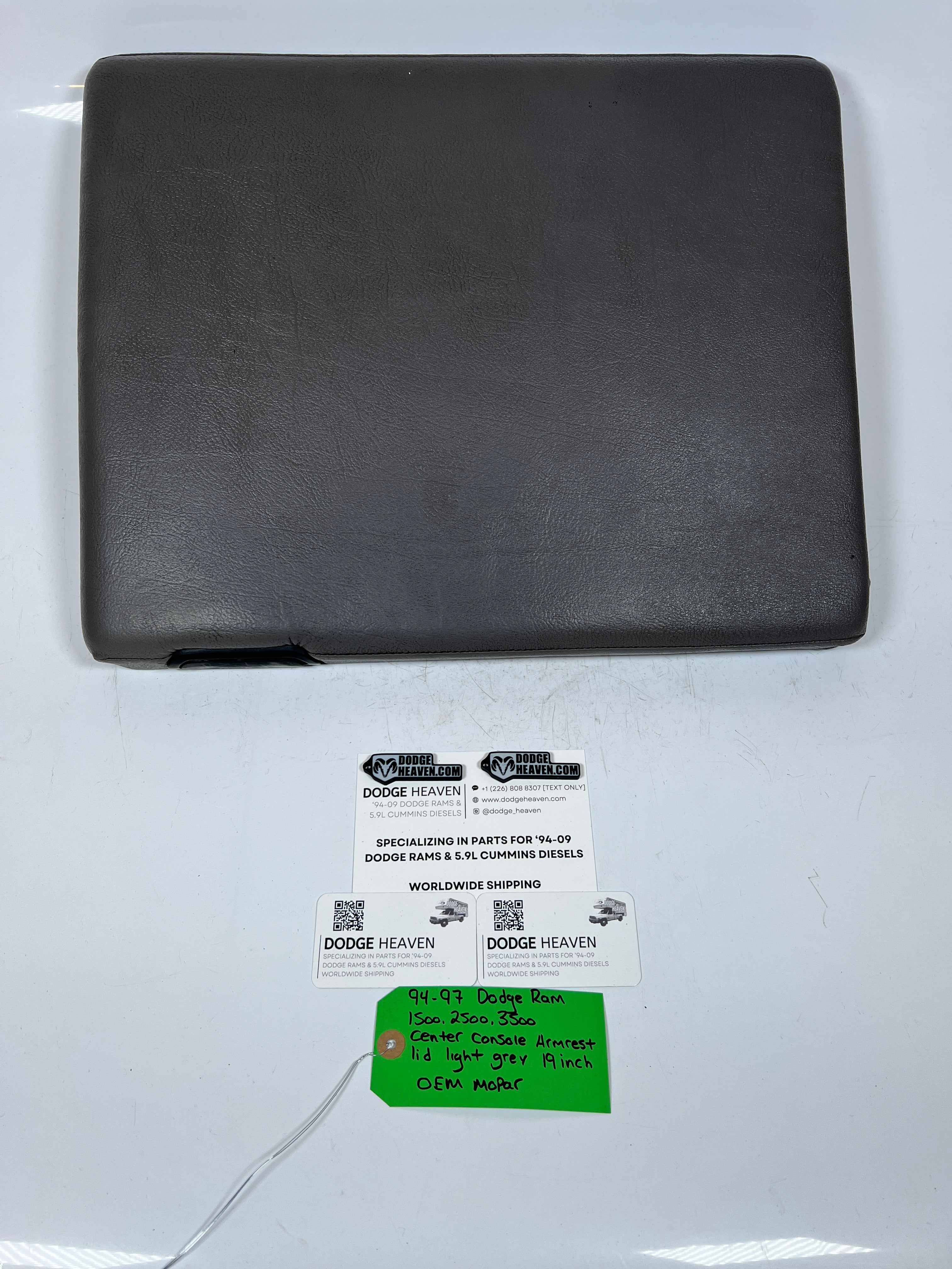 1994-1997 Dodge Ram 1500-3500 Center Console Arm Rest Lid Light Grey 19 Inch