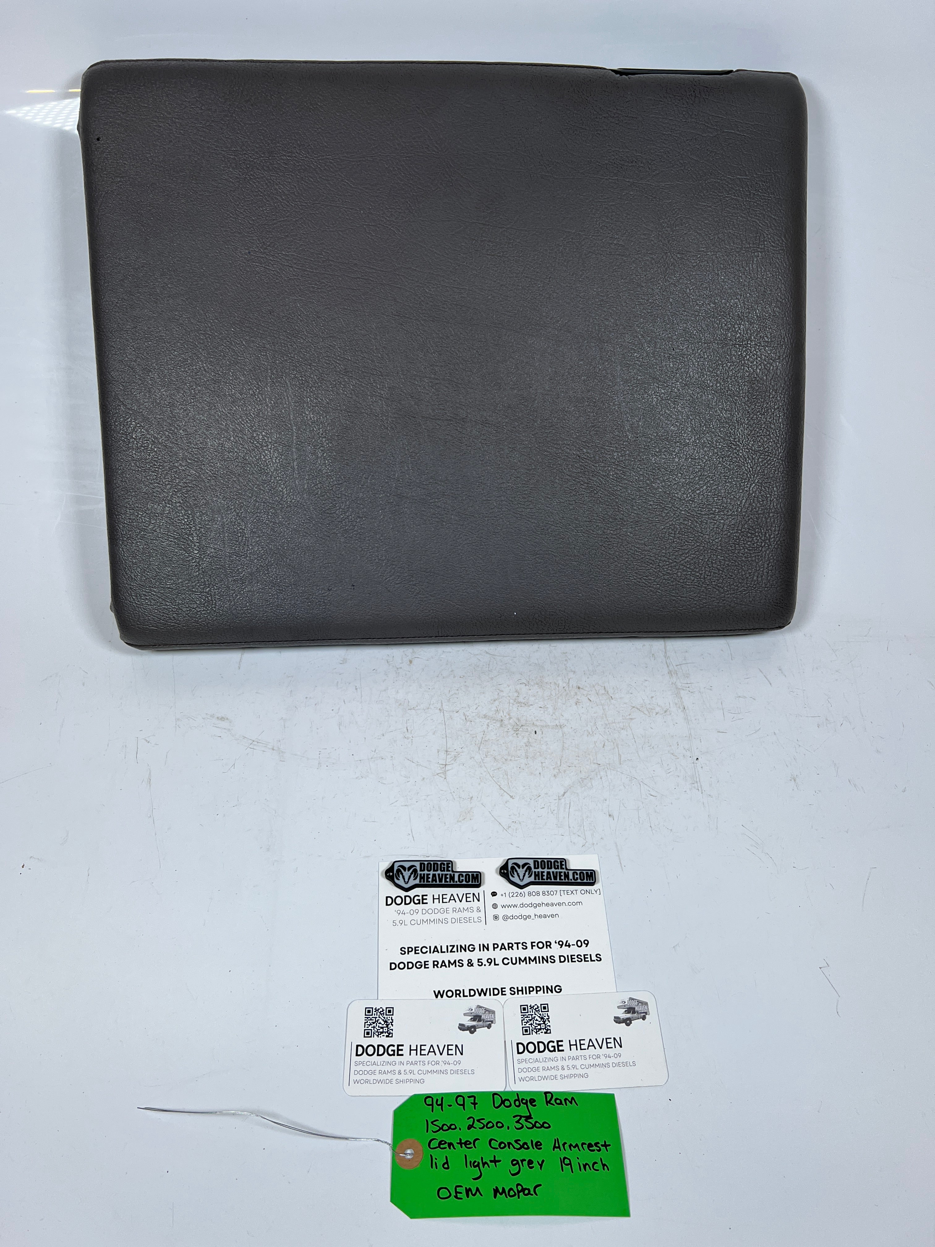 1994-1997 Dodge Ram 1500-3500 Center Console Arm Rest Lid Light Grey 19 Inch