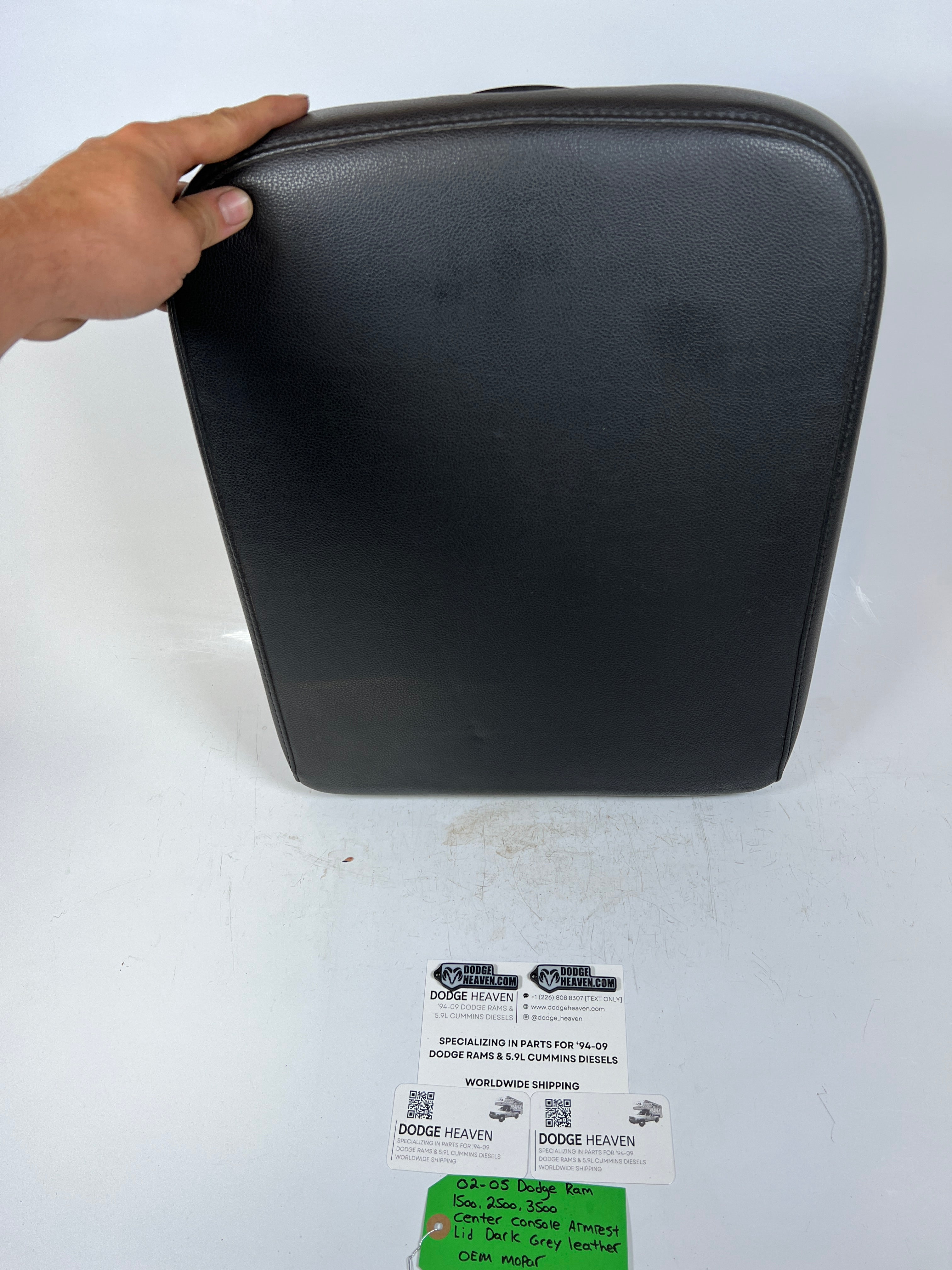 2002-2005 Dodge Ram 1500-3500 Center Console Armrest Lid Dark Grey Leather