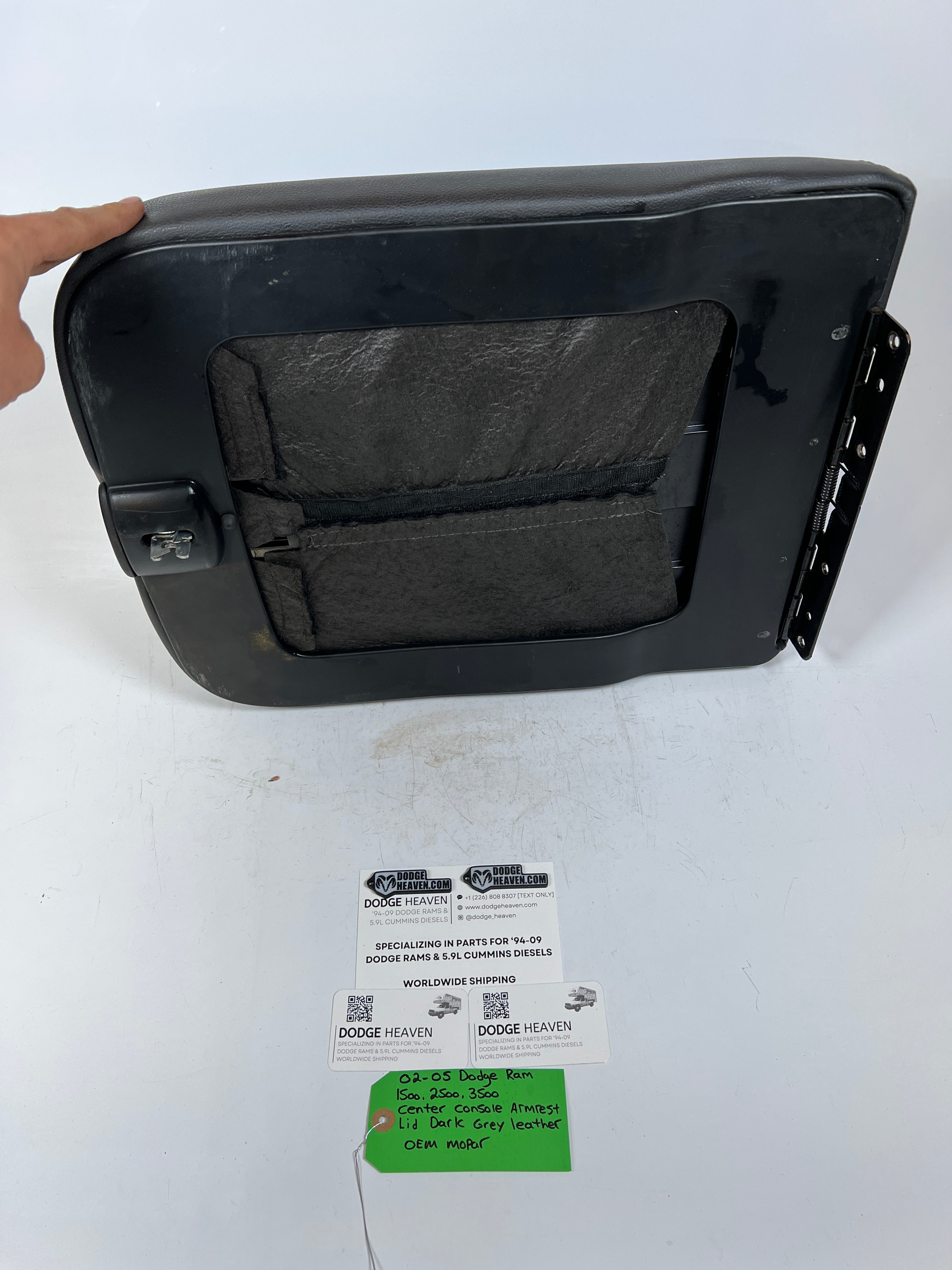 2002-2005 Dodge Ram 1500-3500 Center Console Armrest Lid Dark Grey Leather