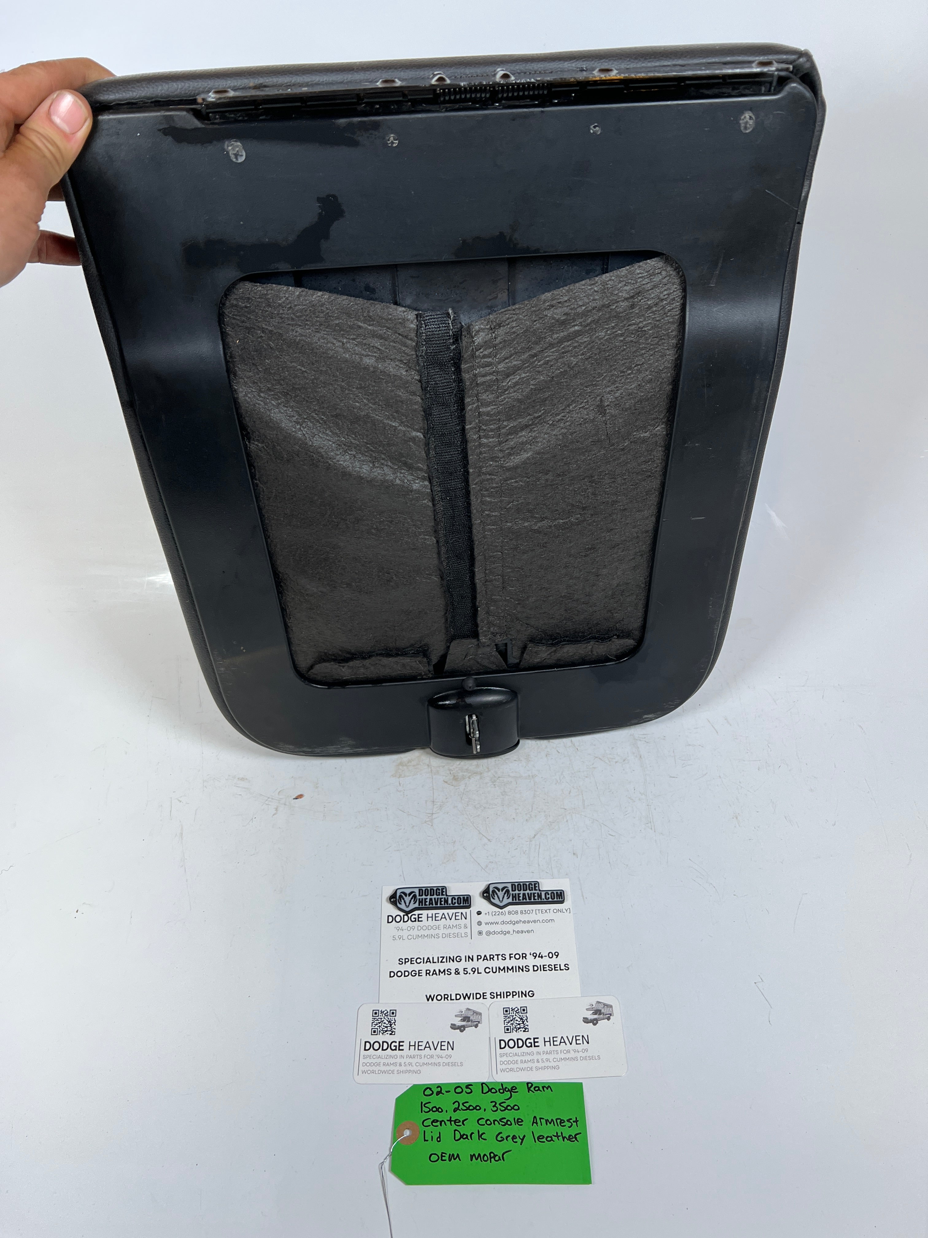 2002-2005 Dodge Ram 1500-3500 Center Console Armrest Lid Dark Grey Leather