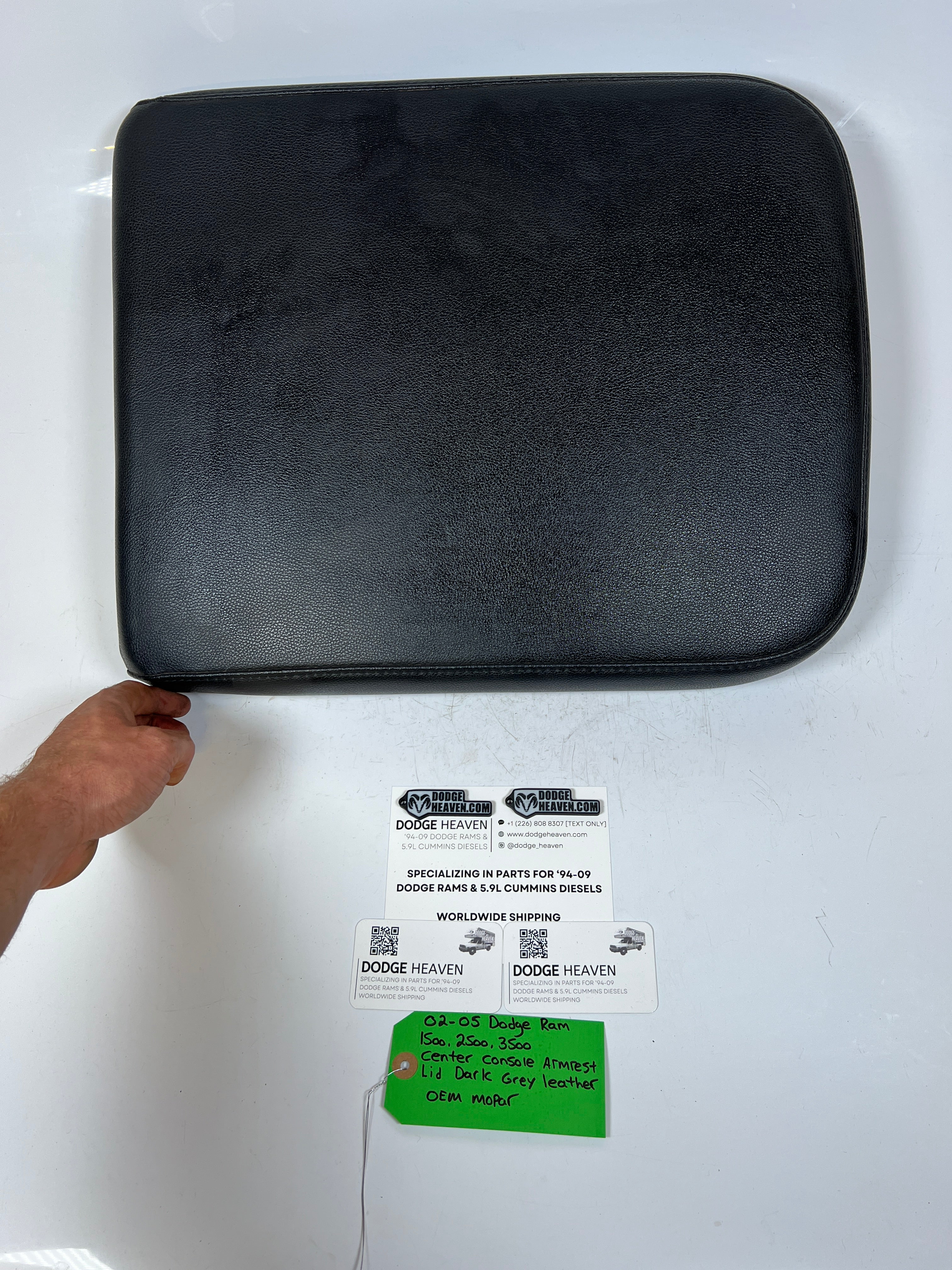 2002-2005 Dodge Ram 1500-3500 Center Console Armrest Lid Dark Grey Leather