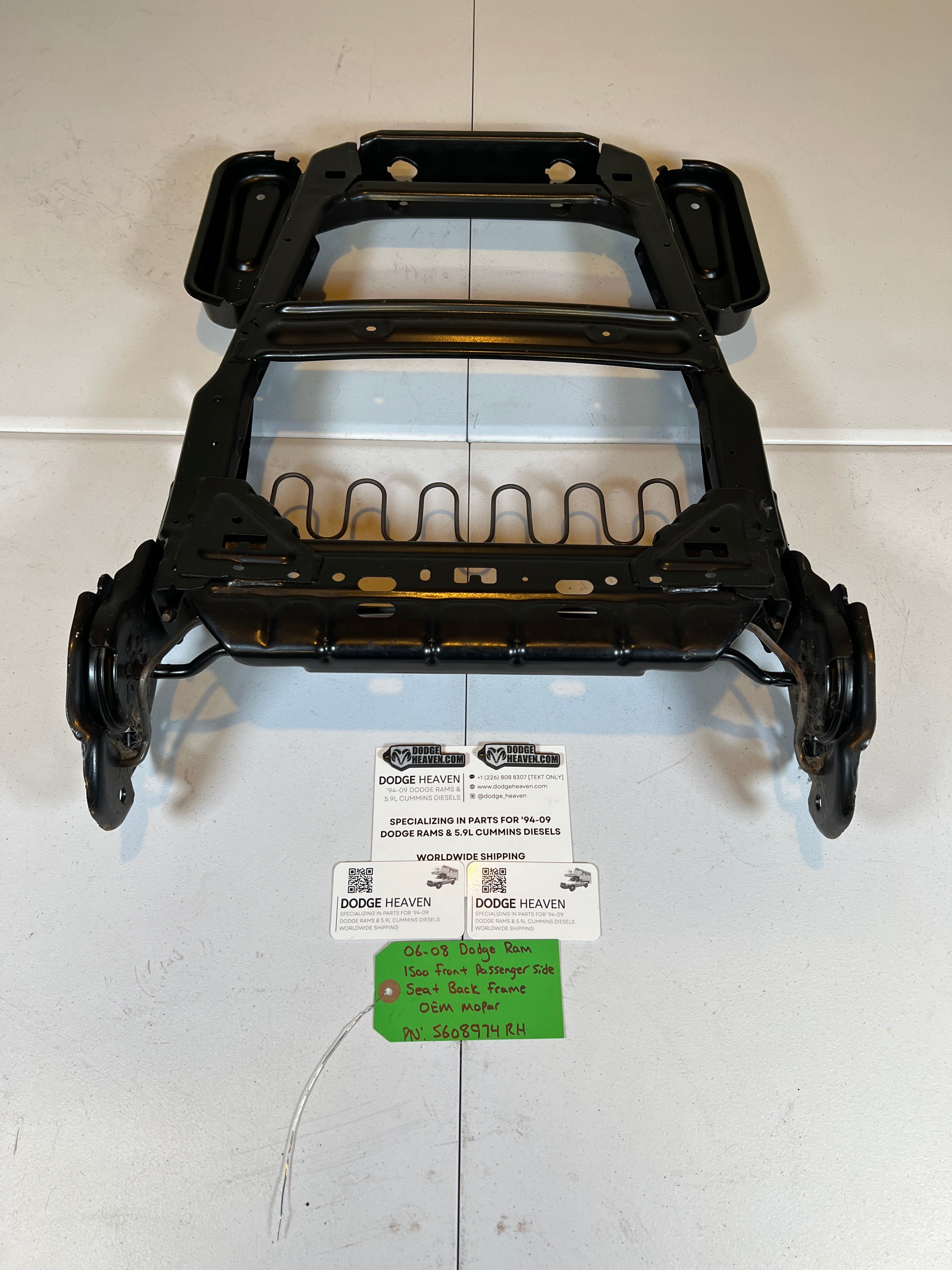 2006-2008 Dodge Ram 1500 Front Passenger Side Seat Back Frame