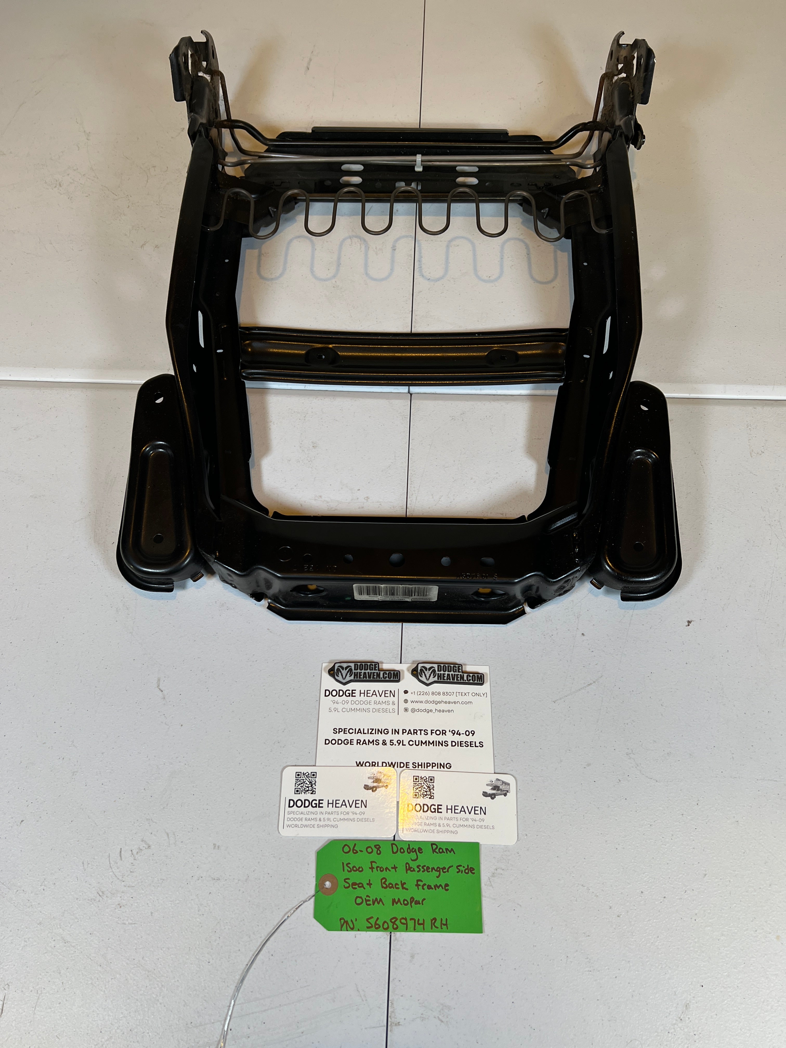 2006-2008 Dodge Ram 1500 Front Passenger Side Seat Back Frame