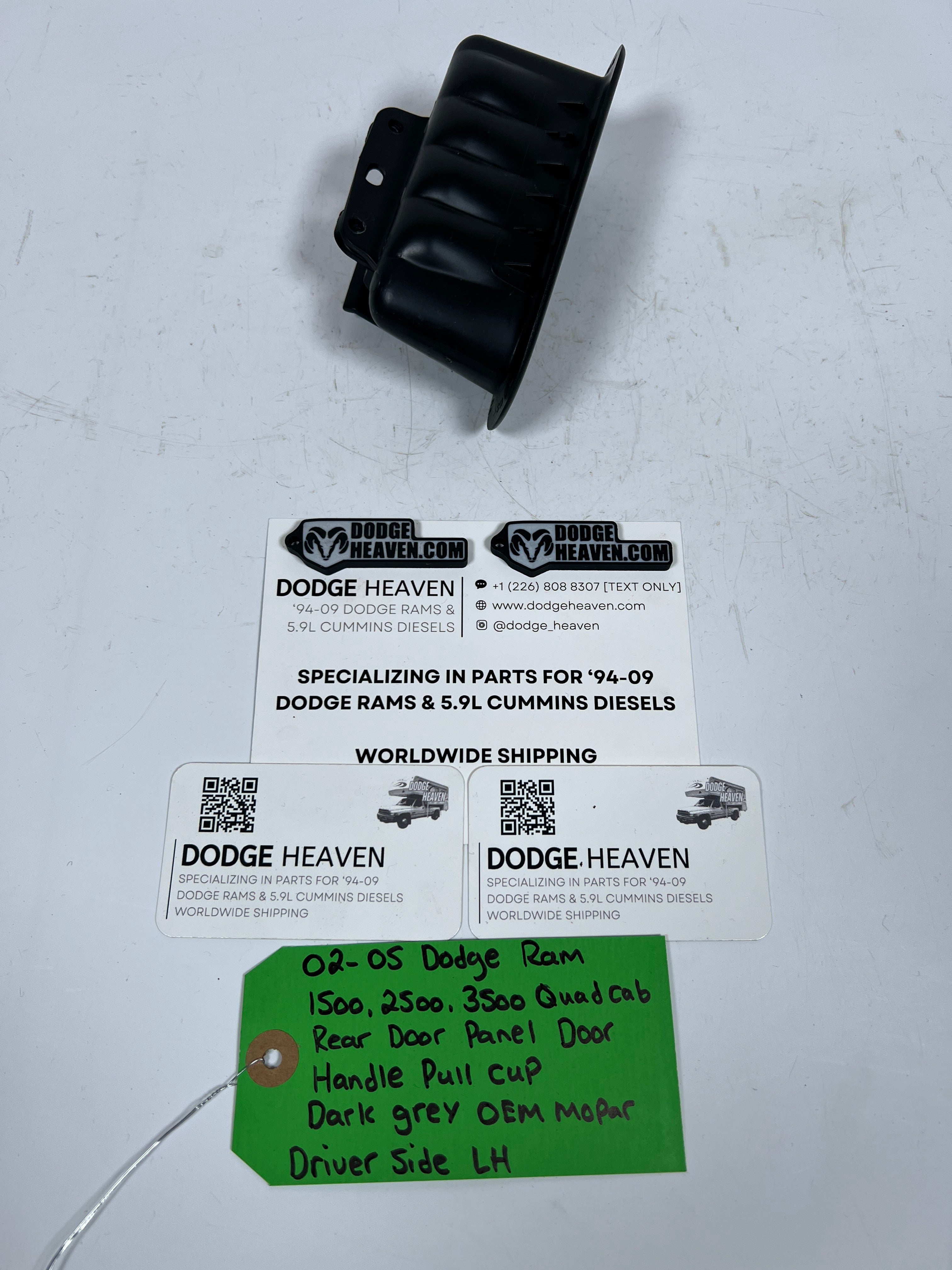 2002-2005 Dodge Ram Quad Cab Rear Door Handle Pull Cup Dark Grey Driver LH