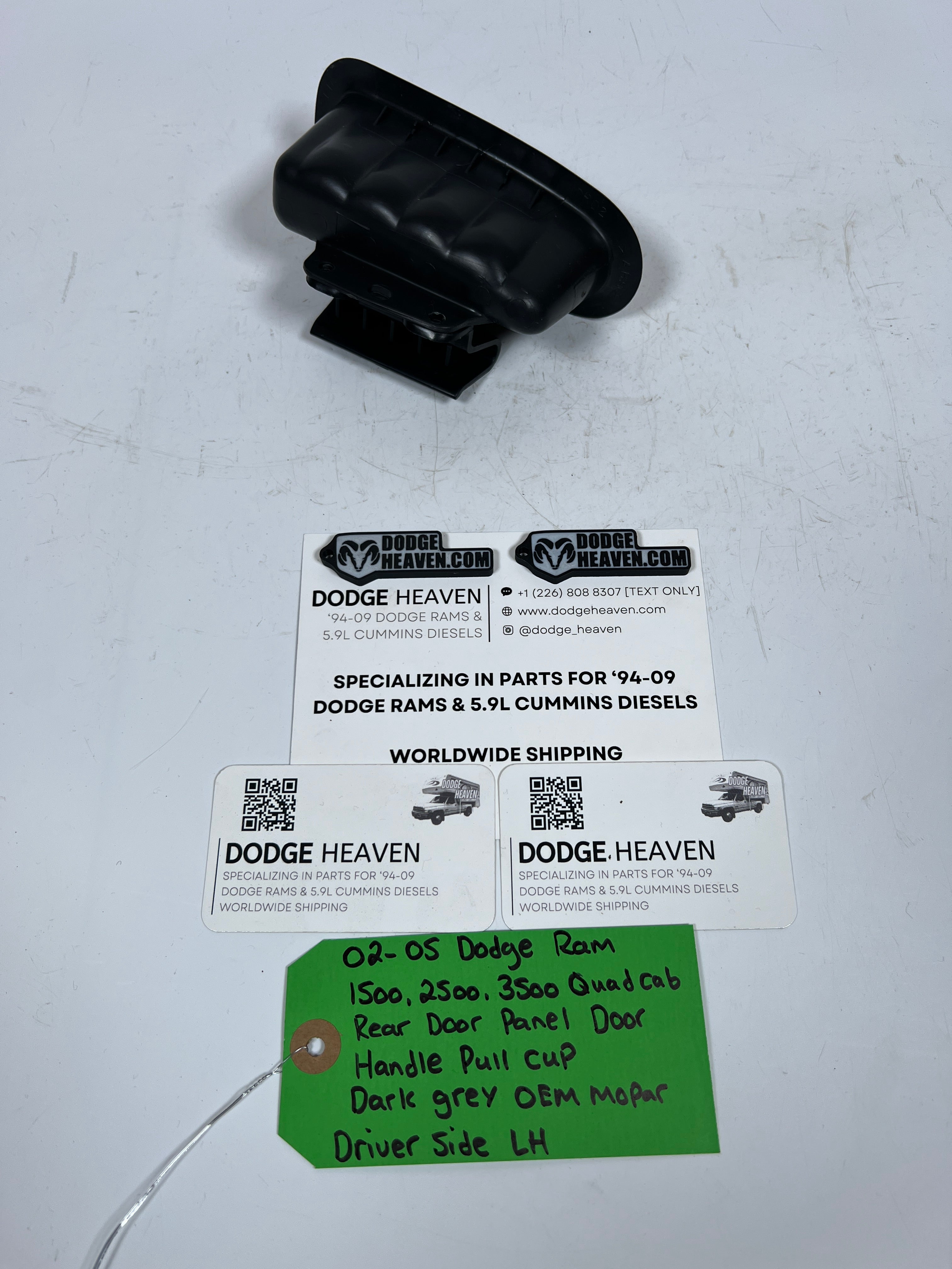2002-2005 Dodge Ram Quad Cab Rear Door Handle Pull Cup Dark Grey Driver LH