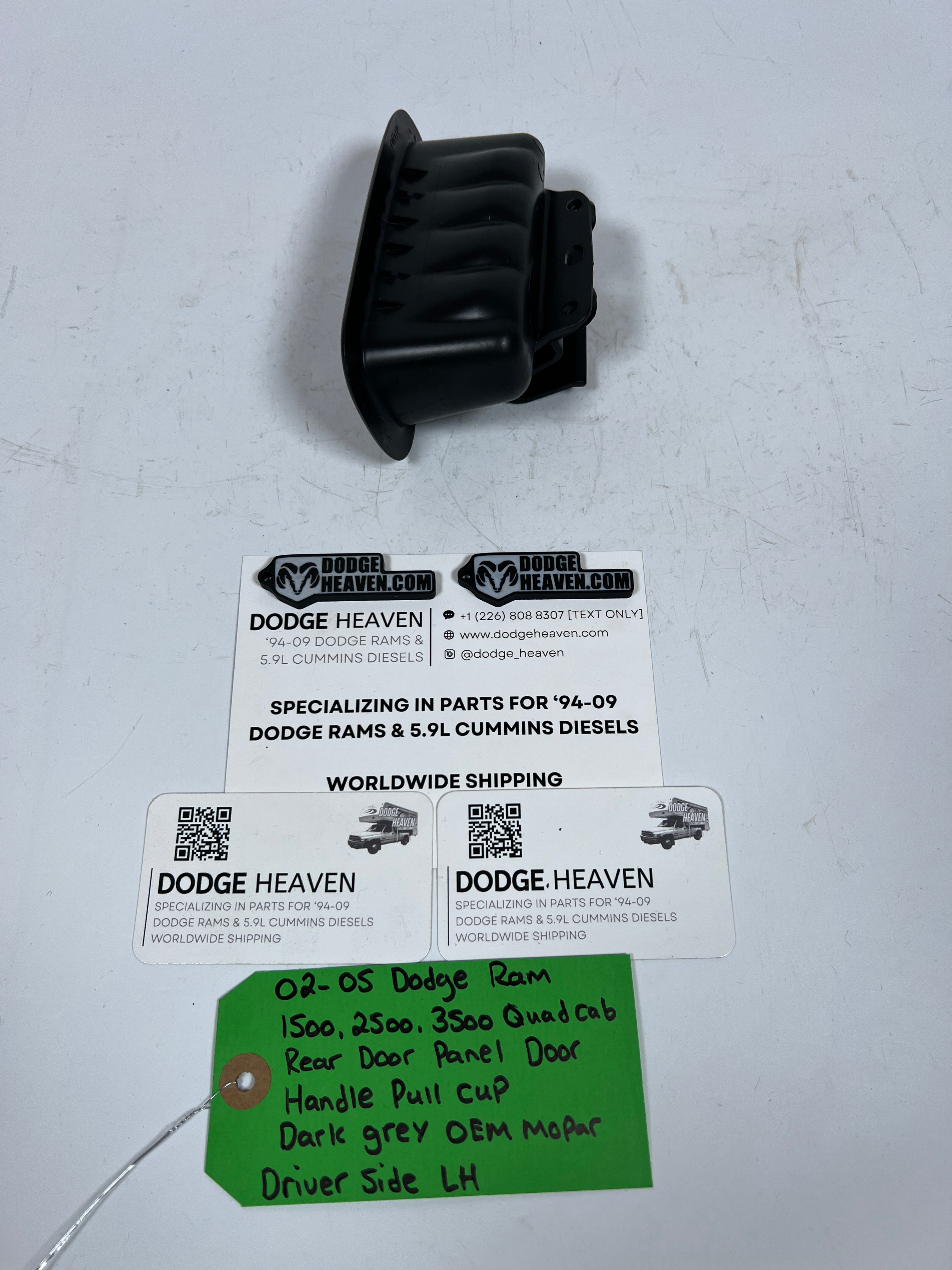 2002-2005 Dodge Ram Quad Cab Rear Door Handle Pull Cup Dark Grey Driver LH