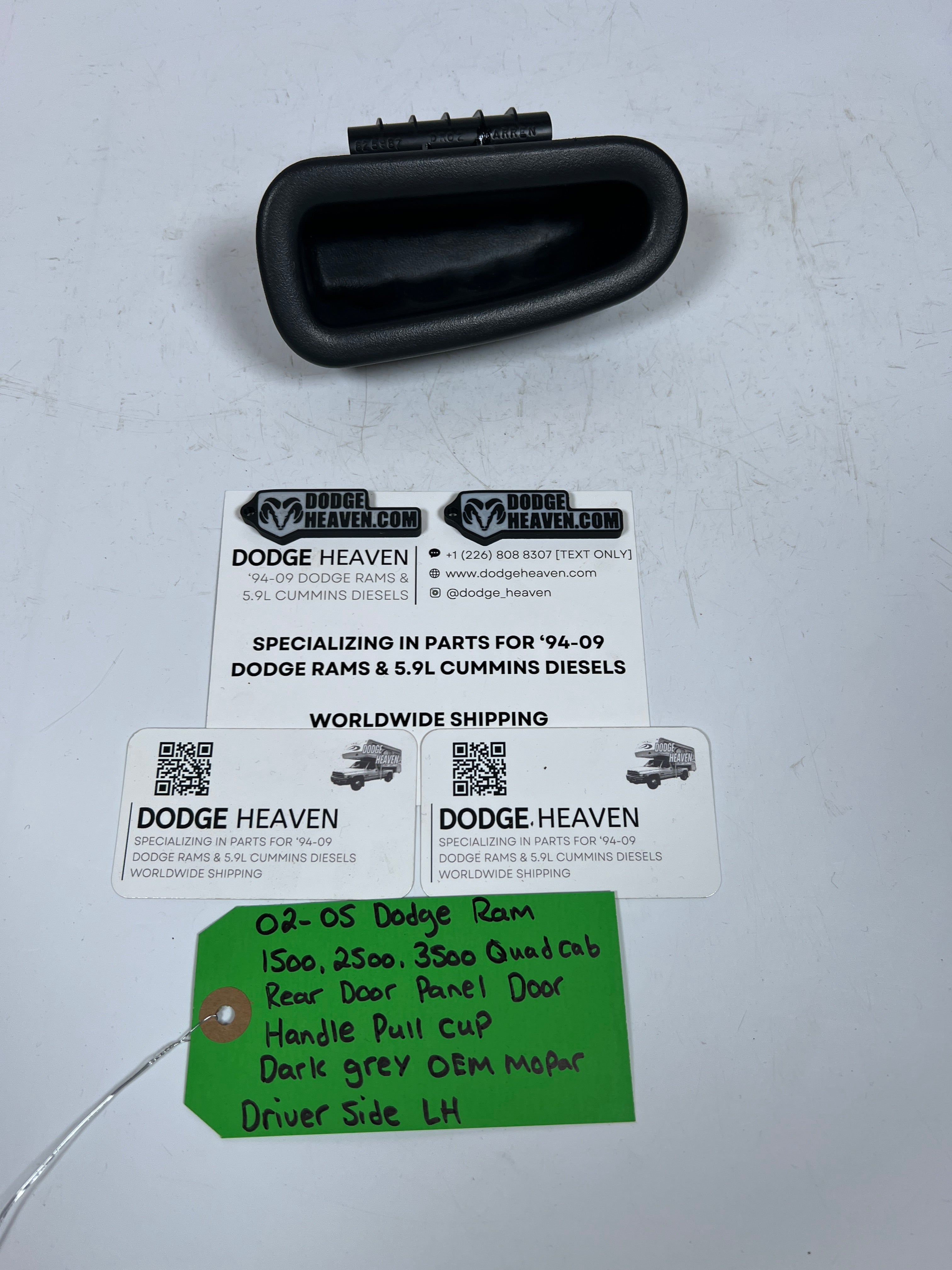 2002-2005 Dodge Ram Quad Cab Rear Door Handle Pull Cup Dark Grey Driver LH