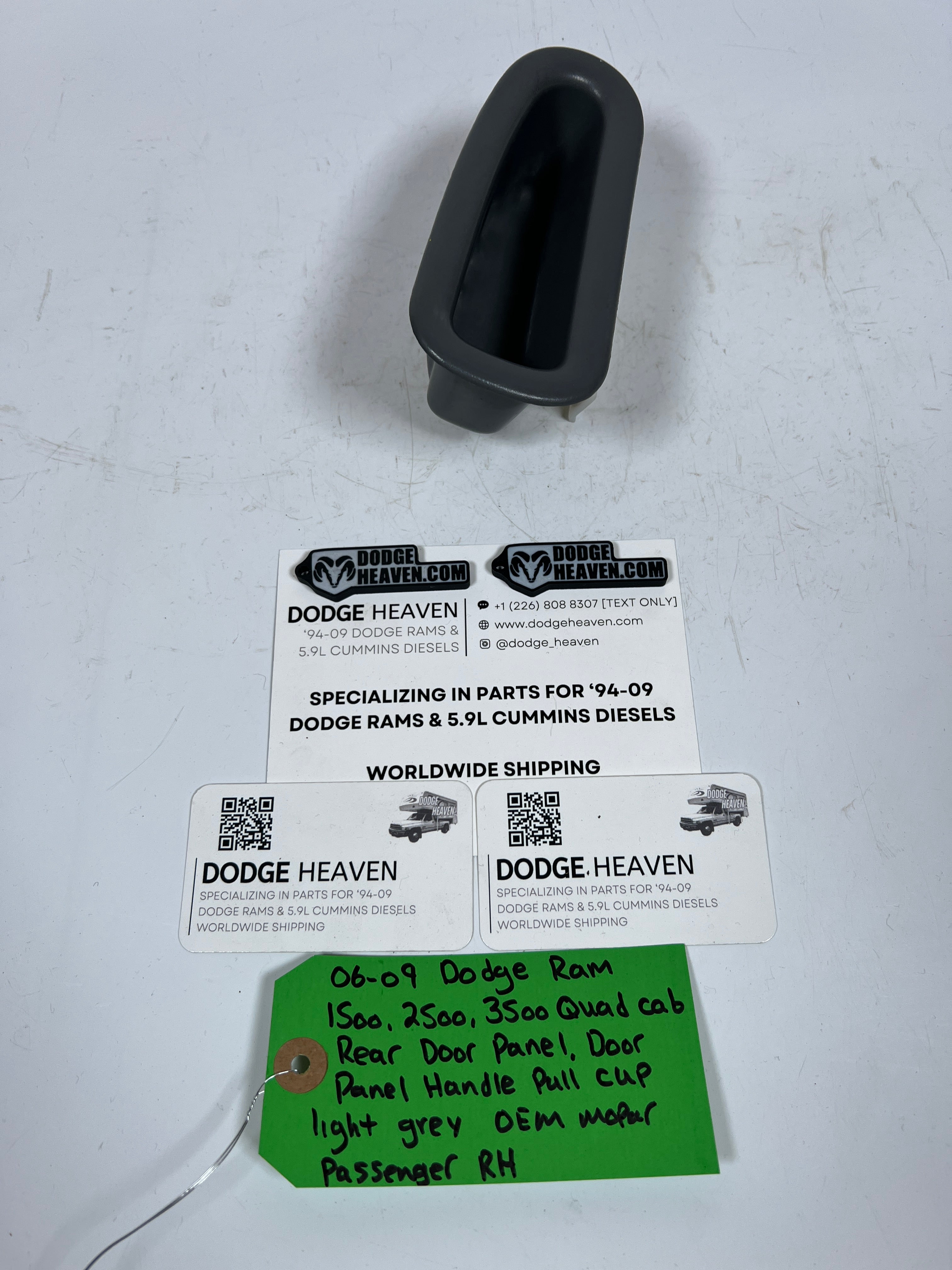2006-2009 Dodge Ram Quad Cab Rear Door Handle Pull Cup Light Grey Passenger