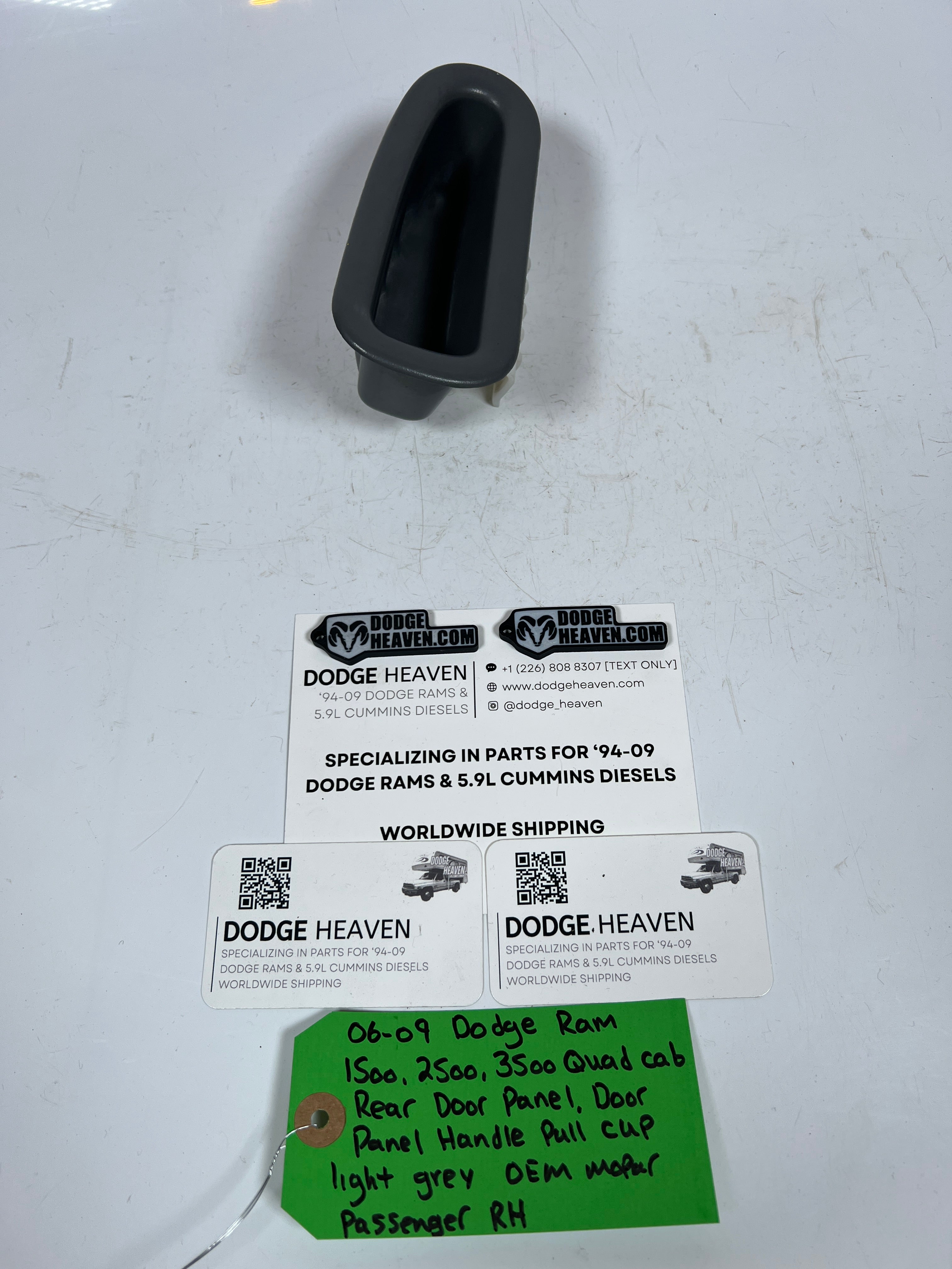 2006-2009 Dodge Ram Quad Cab Rear Door Handle Pull Cup Light Grey Passenger