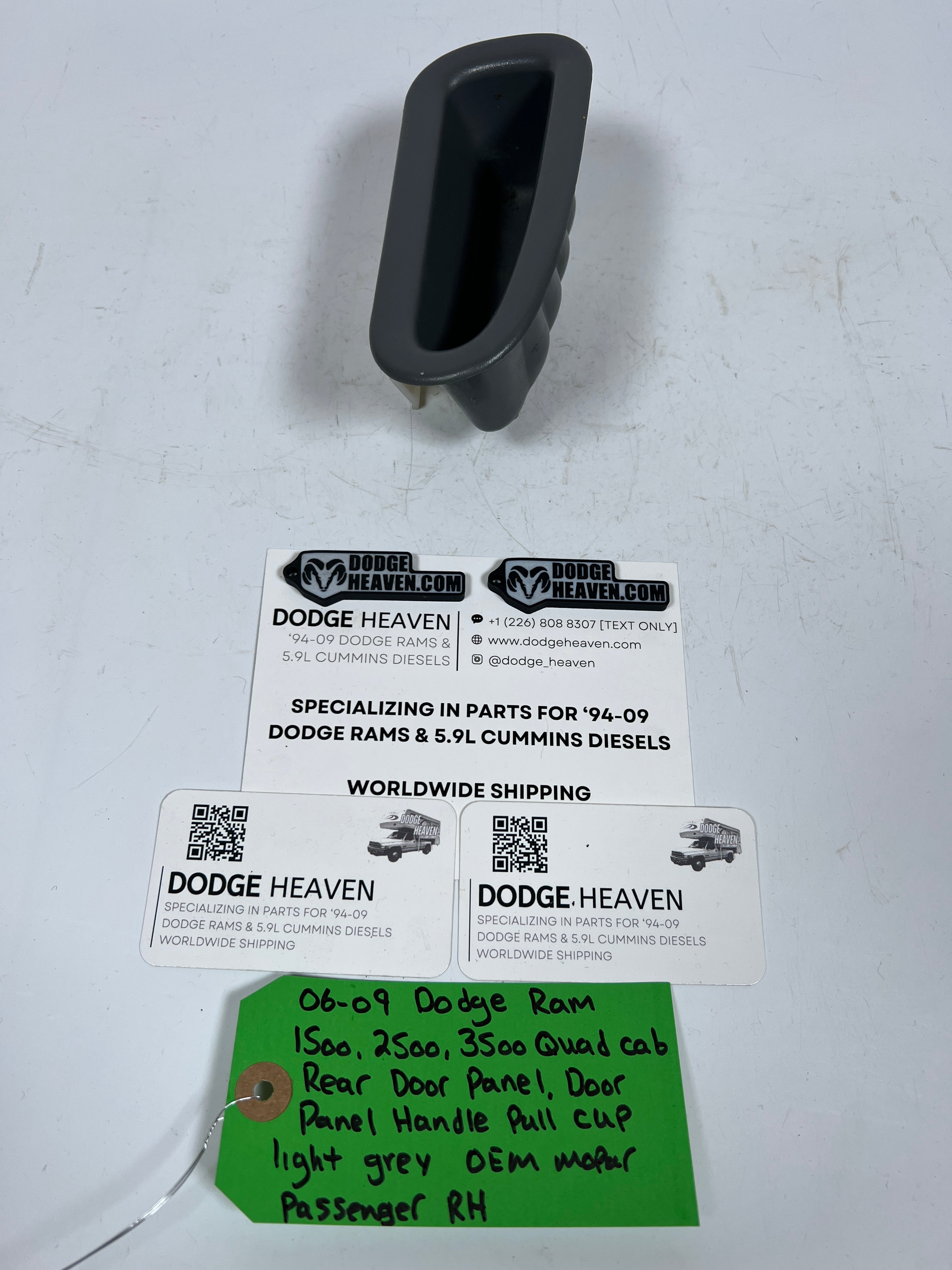 2006-2009 Dodge Ram Quad Cab Rear Door Handle Pull Cup Light Grey Passenger