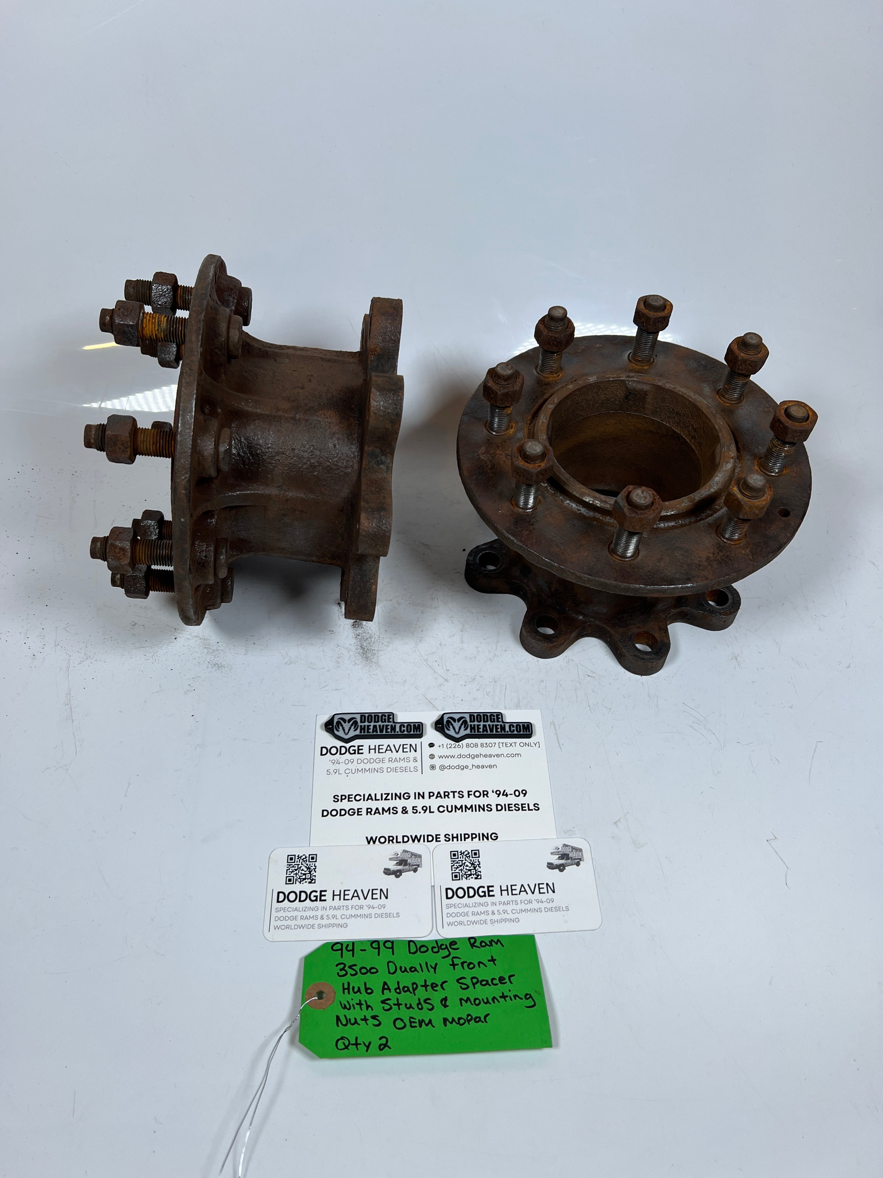 1994-1999 Dodge Ram Dually Front Hub Adapter Spacer W Studs & Mounting Nuts