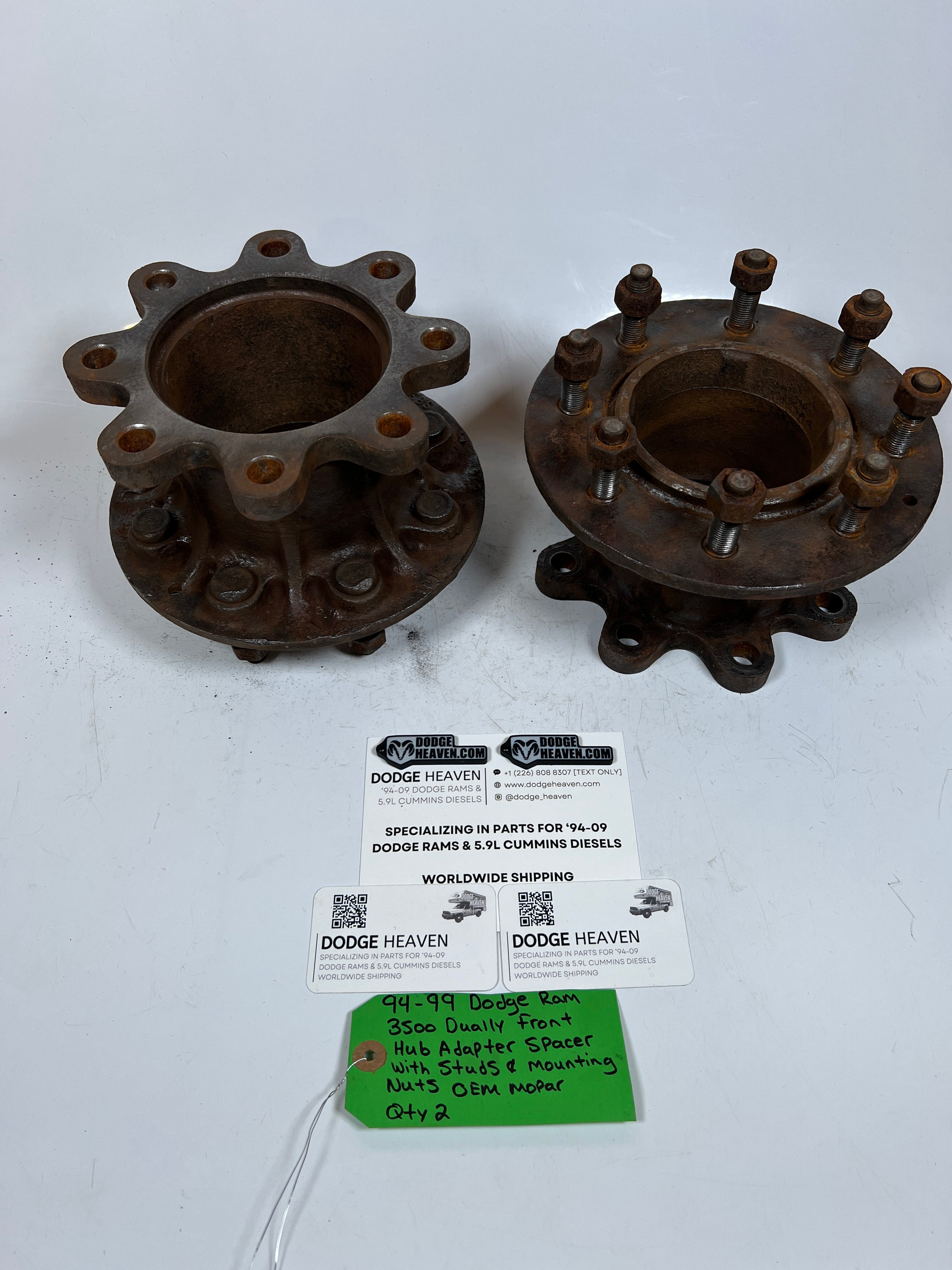 1994-1999 Dodge Ram Dually Front Hub Adapter Spacer W Studs & Mounting Nuts