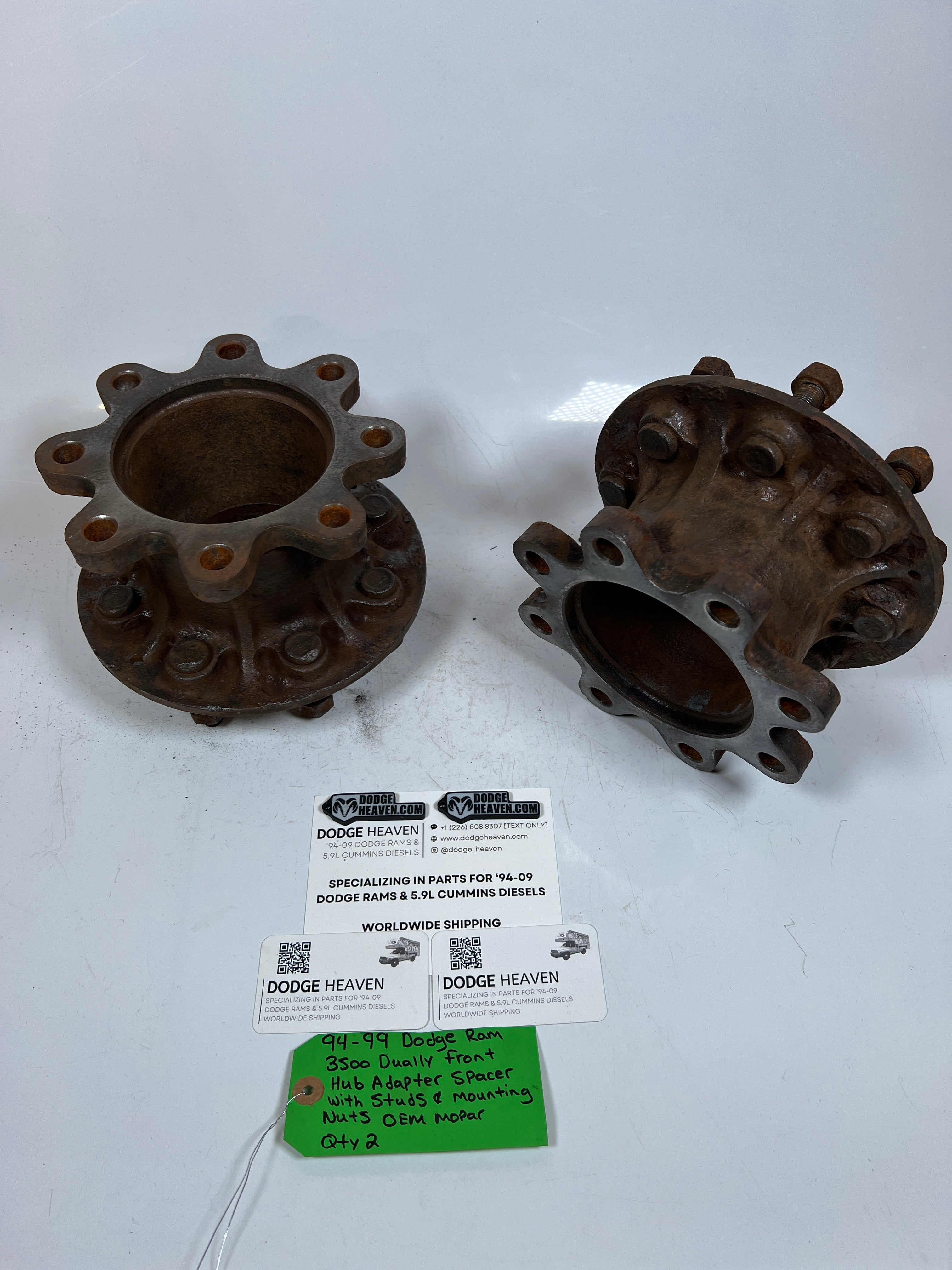 1994-1999 Dodge Ram Dually Front Hub Adapter Spacer W Studs & Mounting Nuts