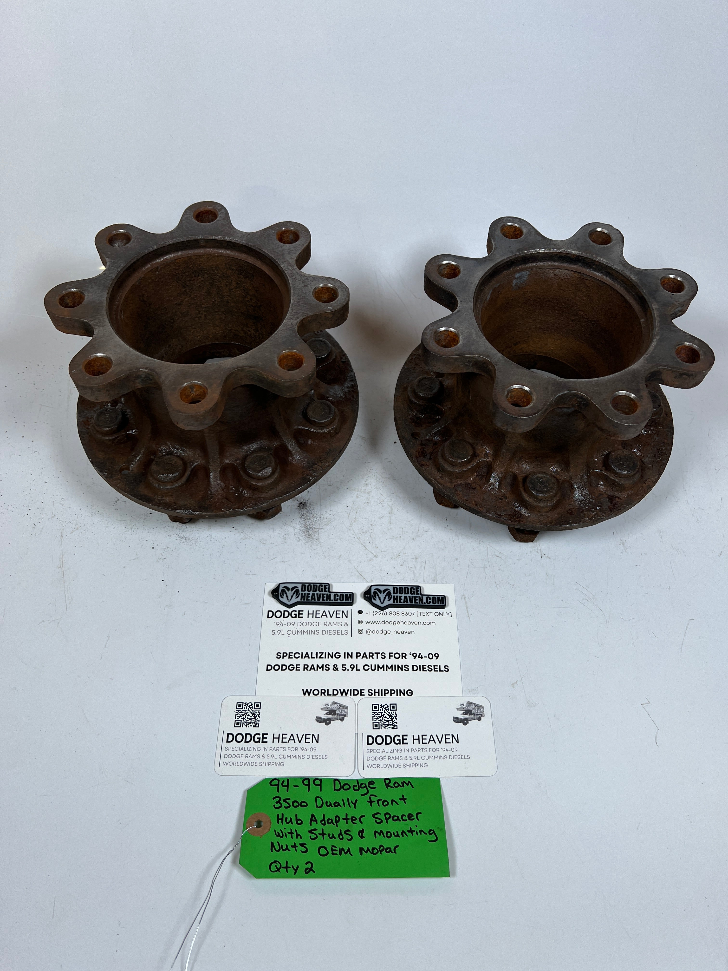 1994-1999 Dodge Ram Dually Front Hub Adapter Spacer W Studs & Mounting Nuts