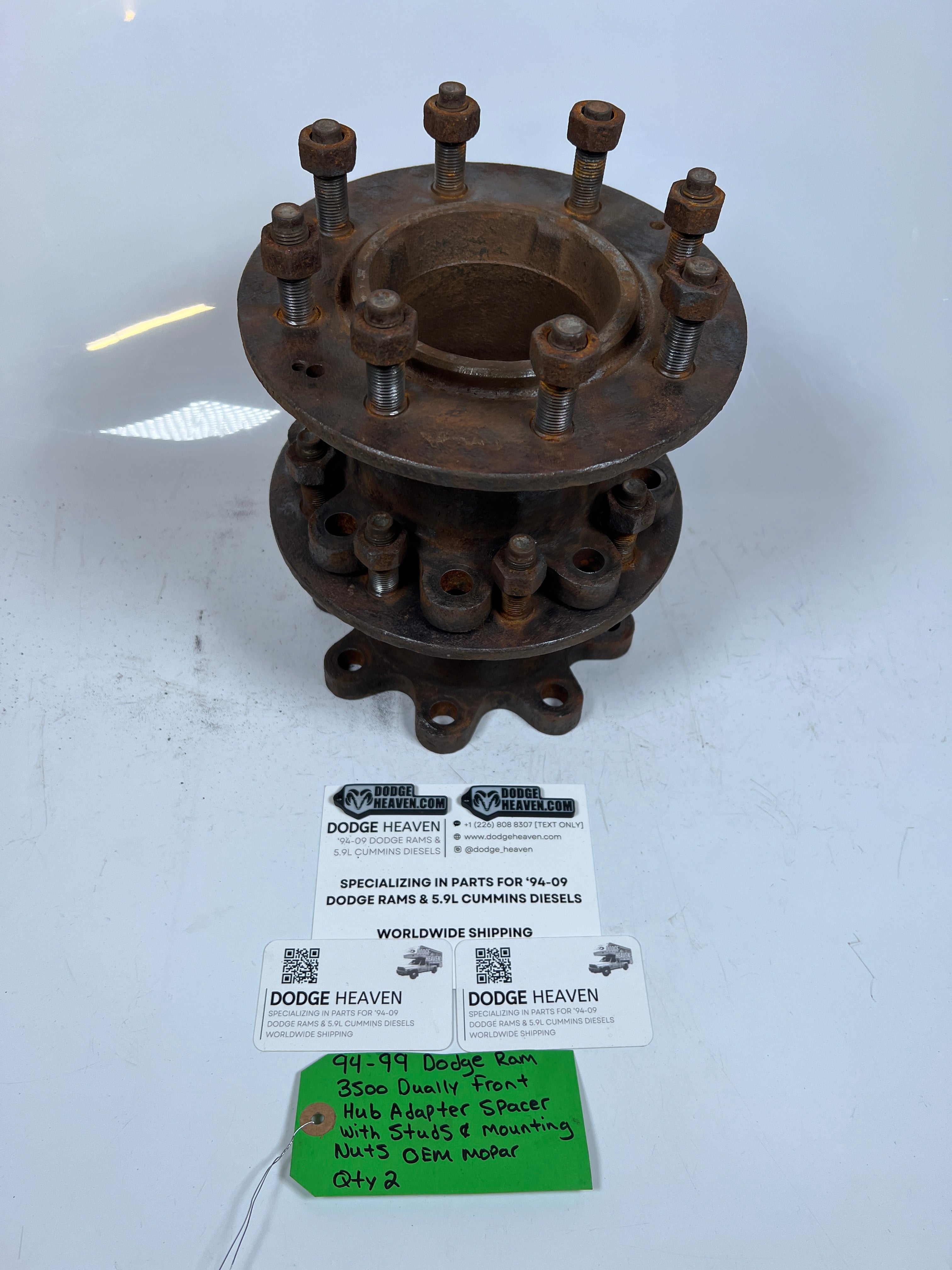 1994-1999 Dodge Ram Dually Front Hub Adapter Spacer W Studs & Mounting Nuts