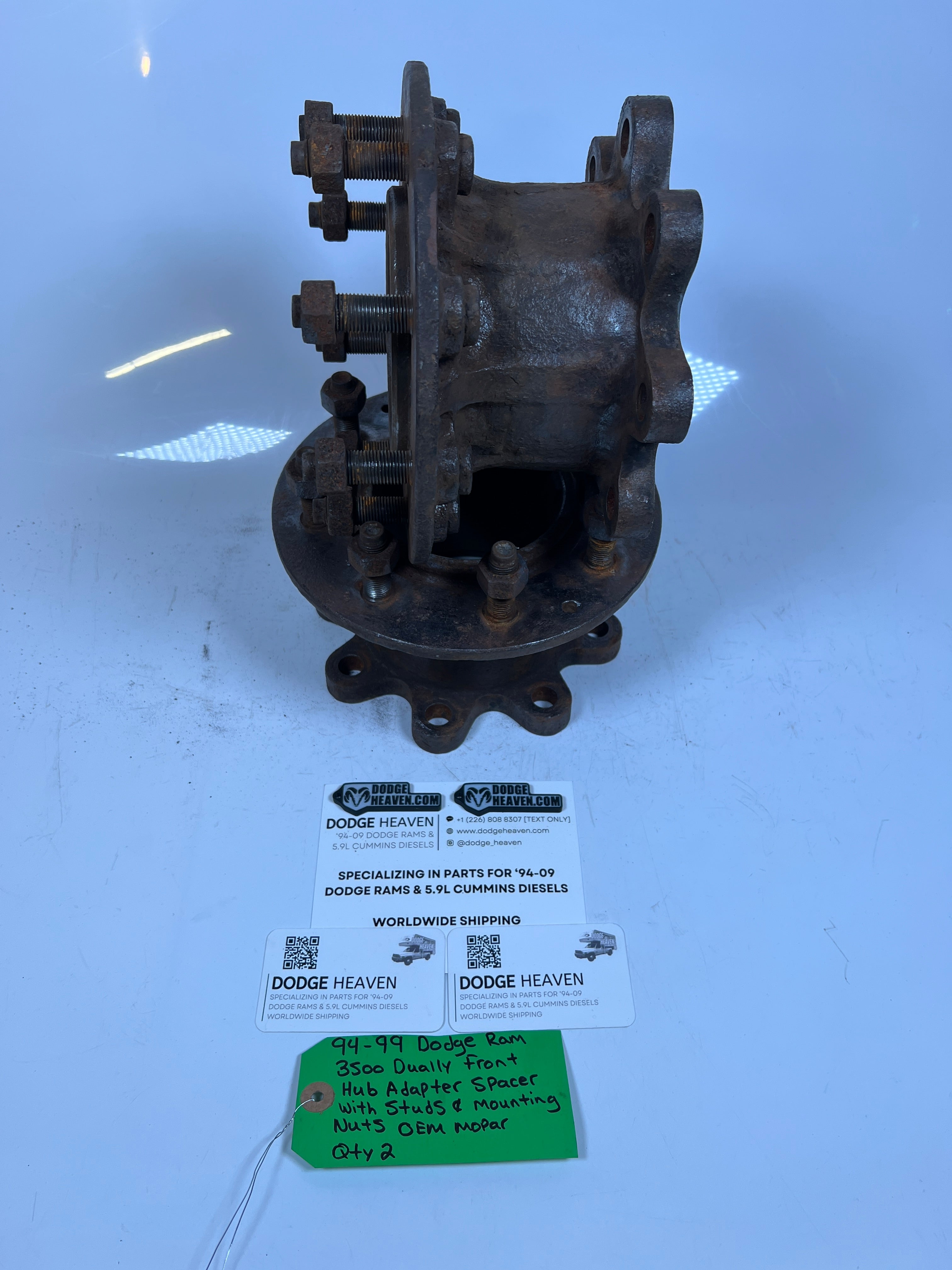 1994-1999 Dodge Ram Dually Front Hub Adapter Spacer W Studs & Mounting Nuts