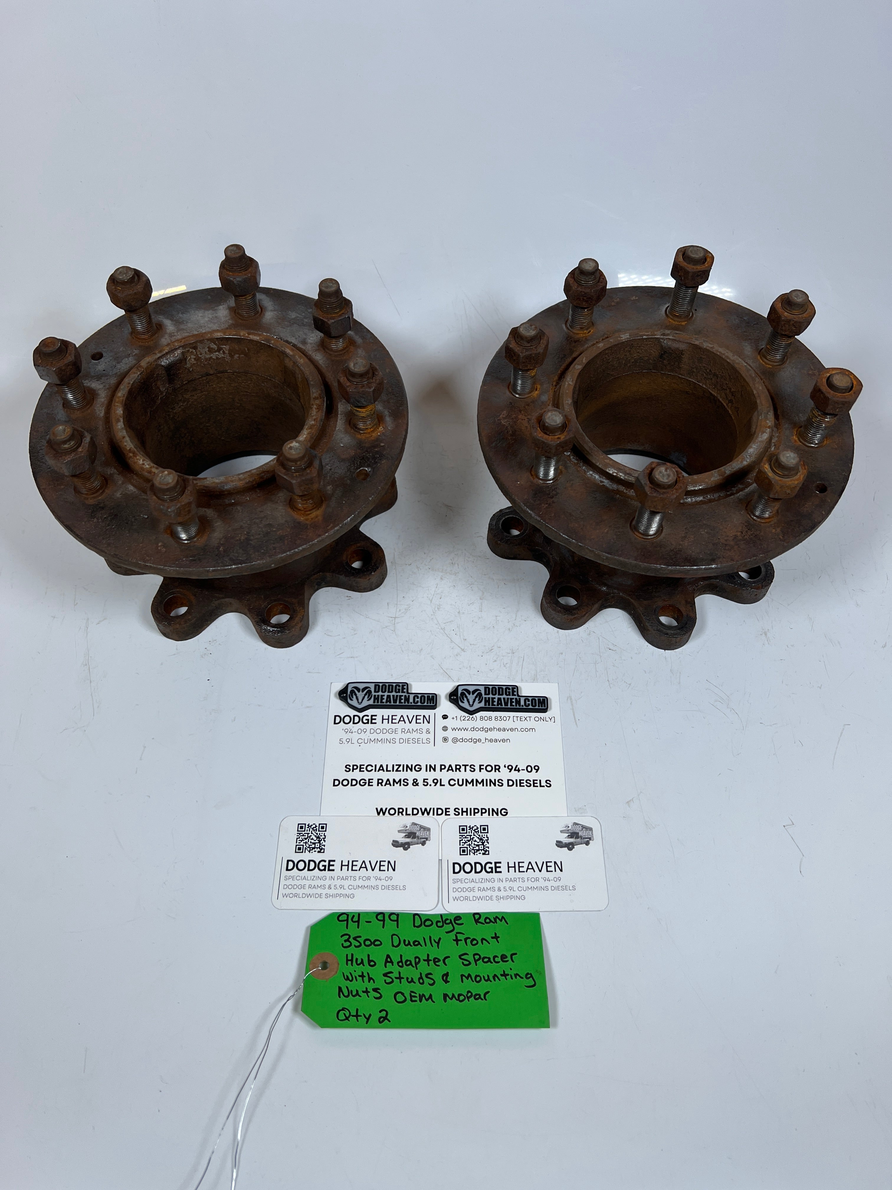 1994-1999 Dodge Ram Dually Front Hub Adapter Spacer W Studs & Mounting Nuts