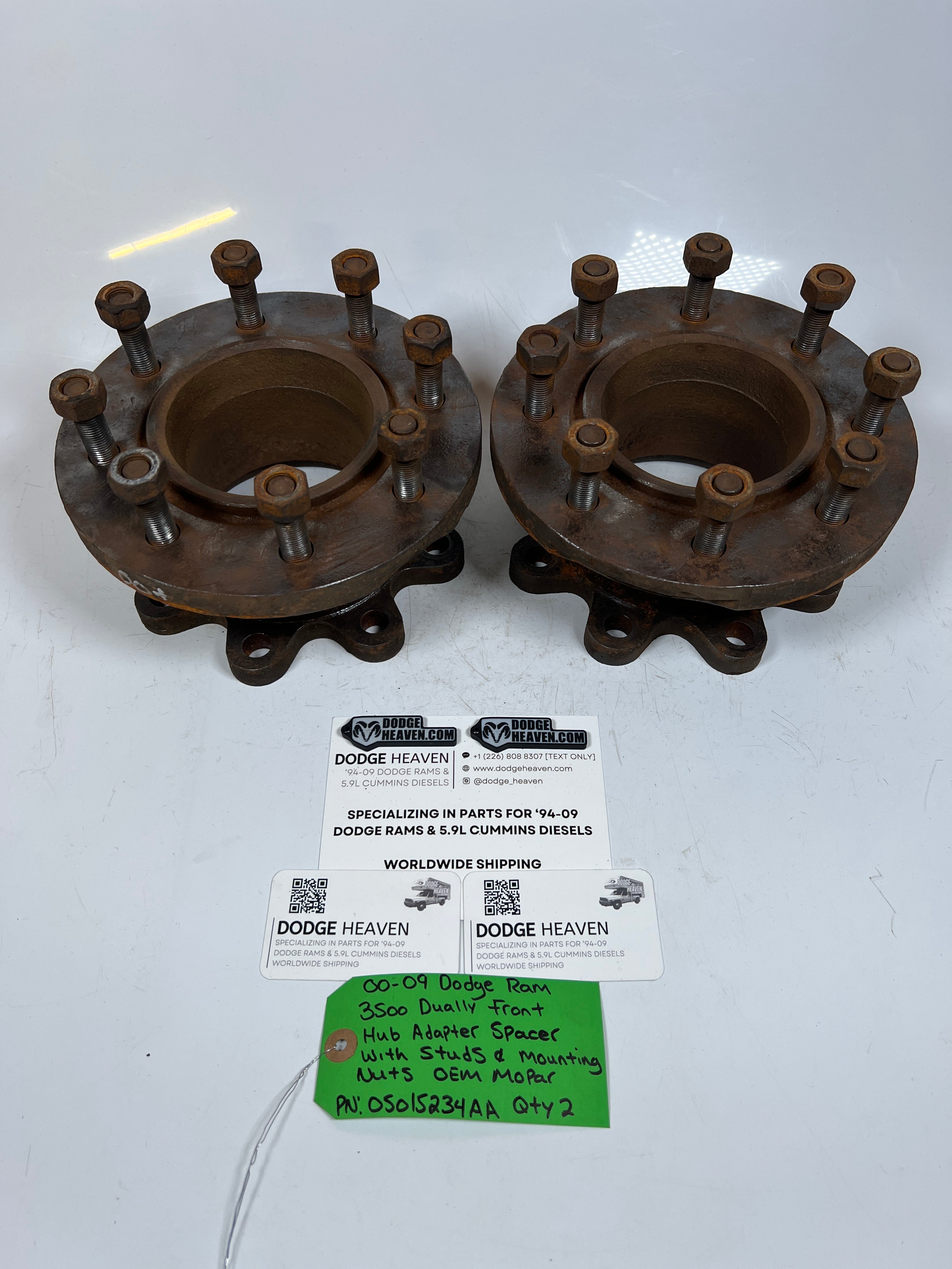 2000-2009 Dodge Ram Dually Front Hub Adapter Spacers W Studs & Mounting Nuts