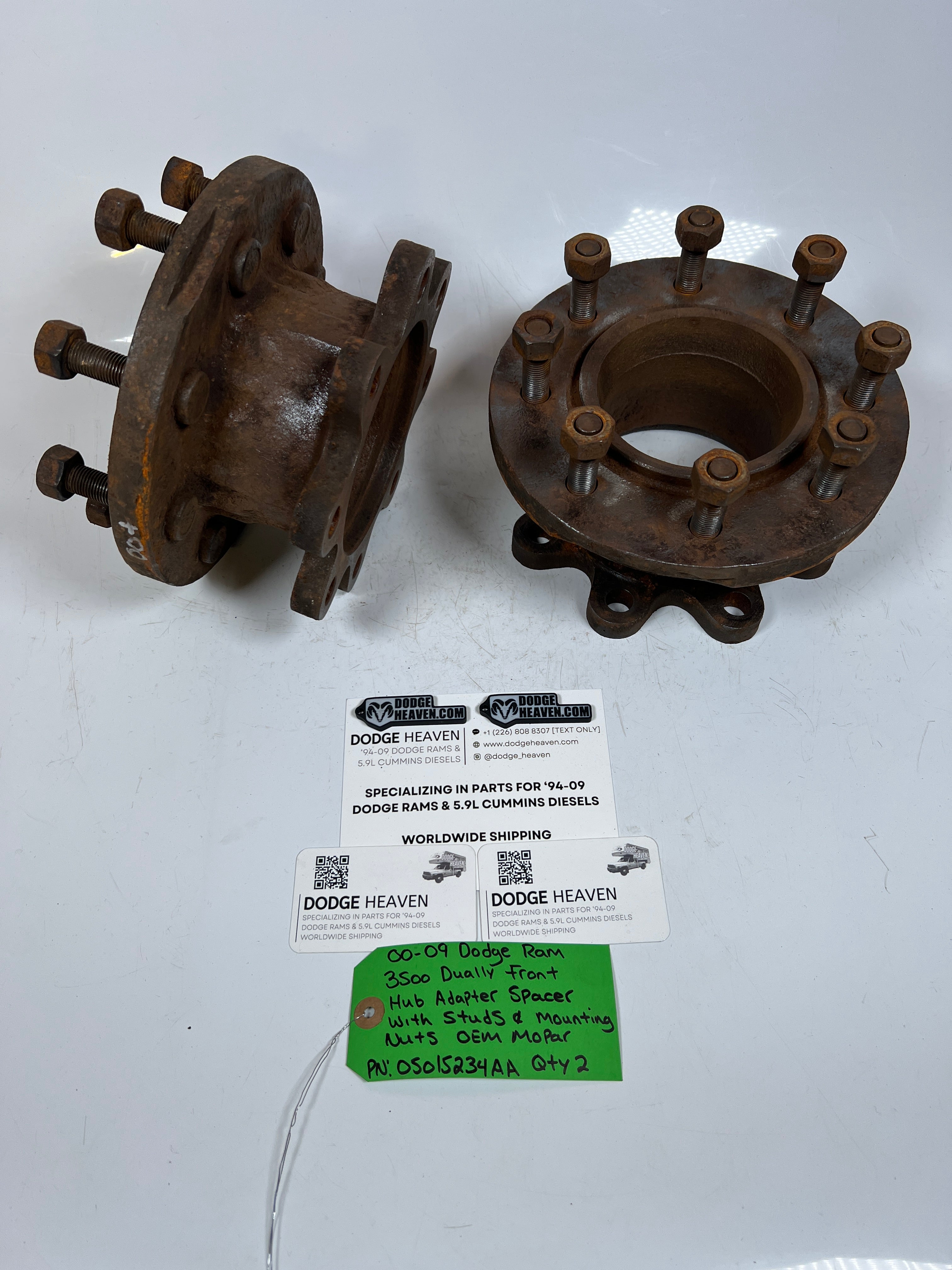 2000-2009 Dodge Ram Dually Front Hub Adapter Spacers W Studs & Mounting Nuts