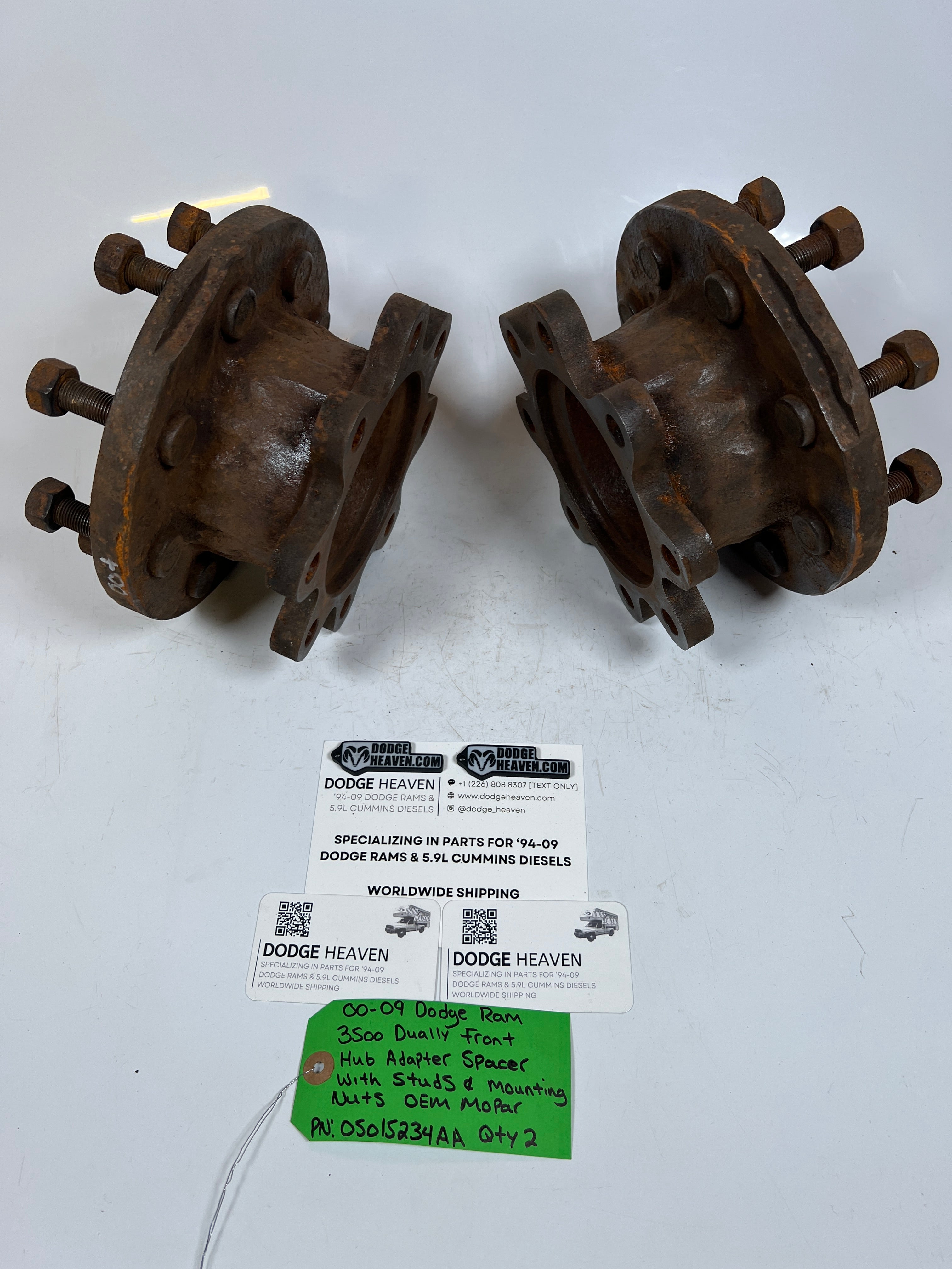 2000-2009 Dodge Ram Dually Front Hub Adapter Spacers W Studs & Mounting Nuts