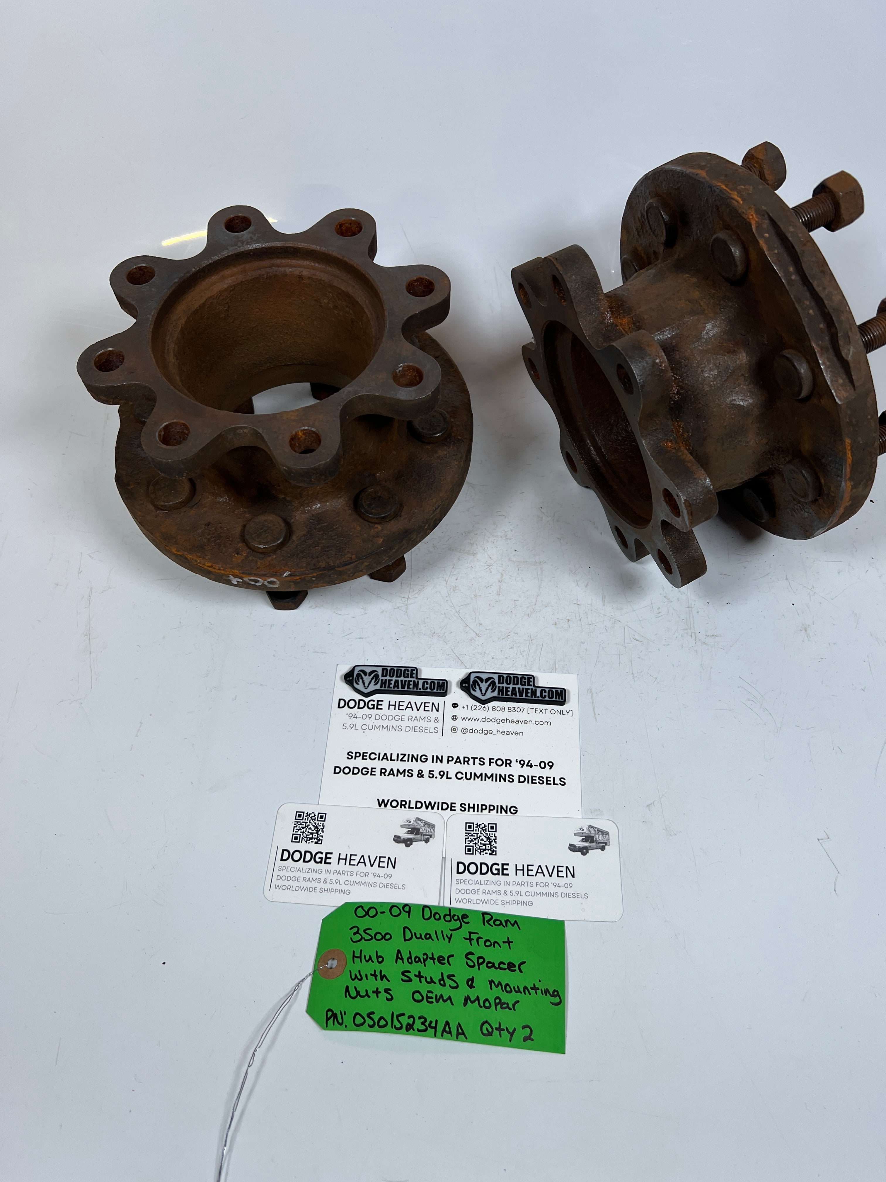2000-2009 Dodge Ram Dually Front Hub Adapter Spacers W Studs & Mounting Nuts