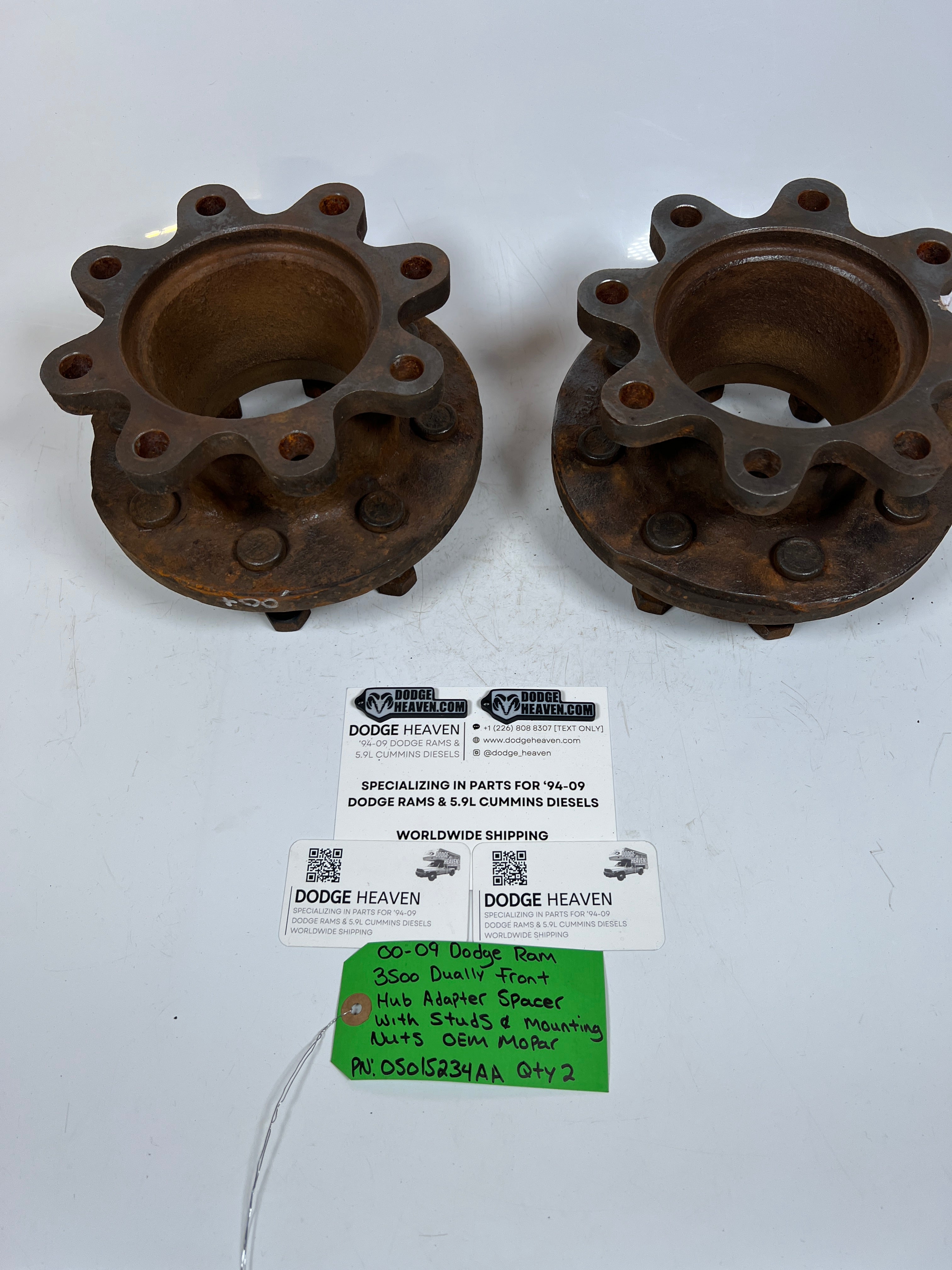 2000-2009 Dodge Ram Dually Front Hub Adapter Spacers W Studs & Mounting Nuts
