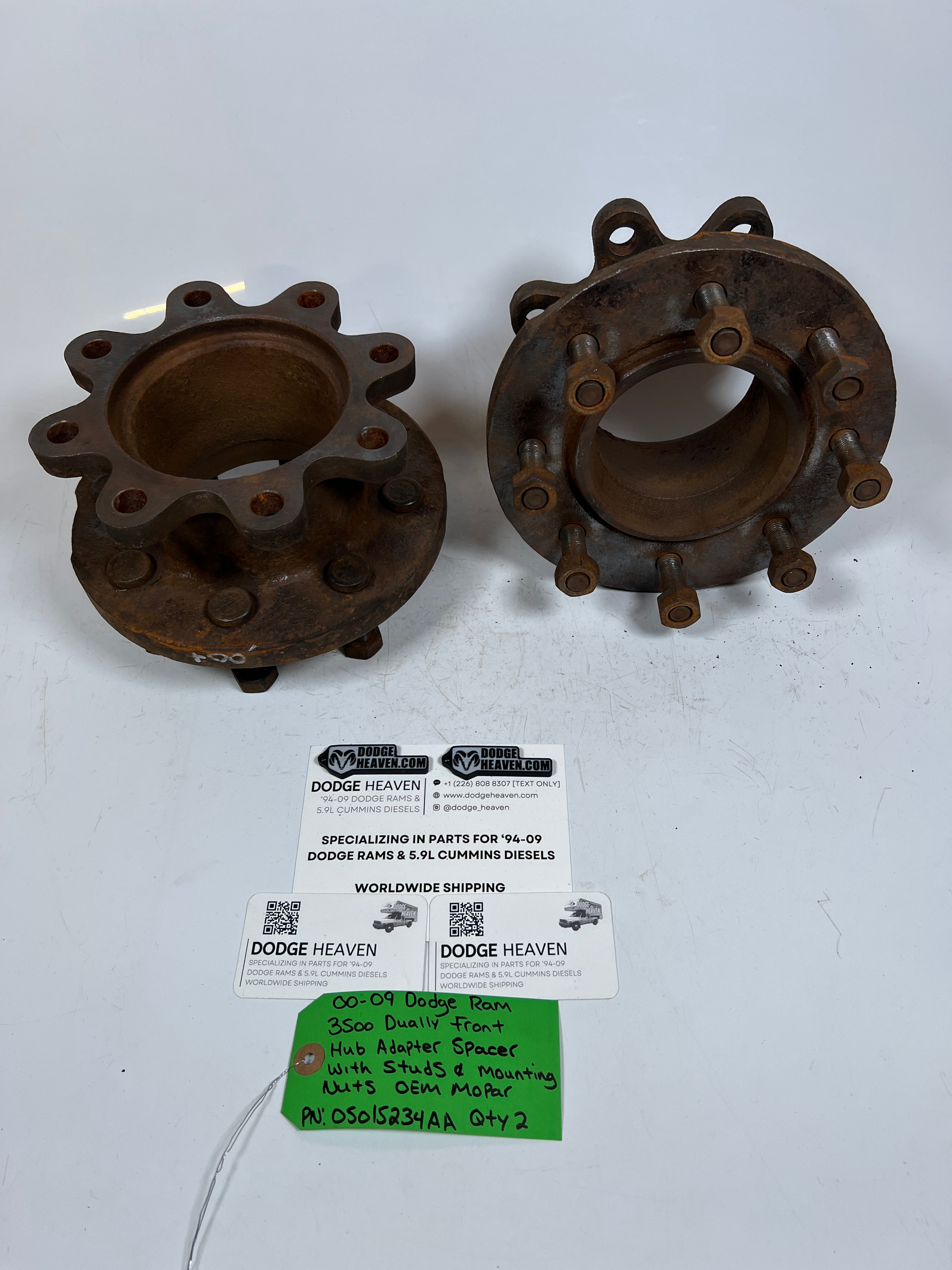 2000-2009 Dodge Ram Dually Front Hub Adapter Spacers W Studs & Mounting Nuts