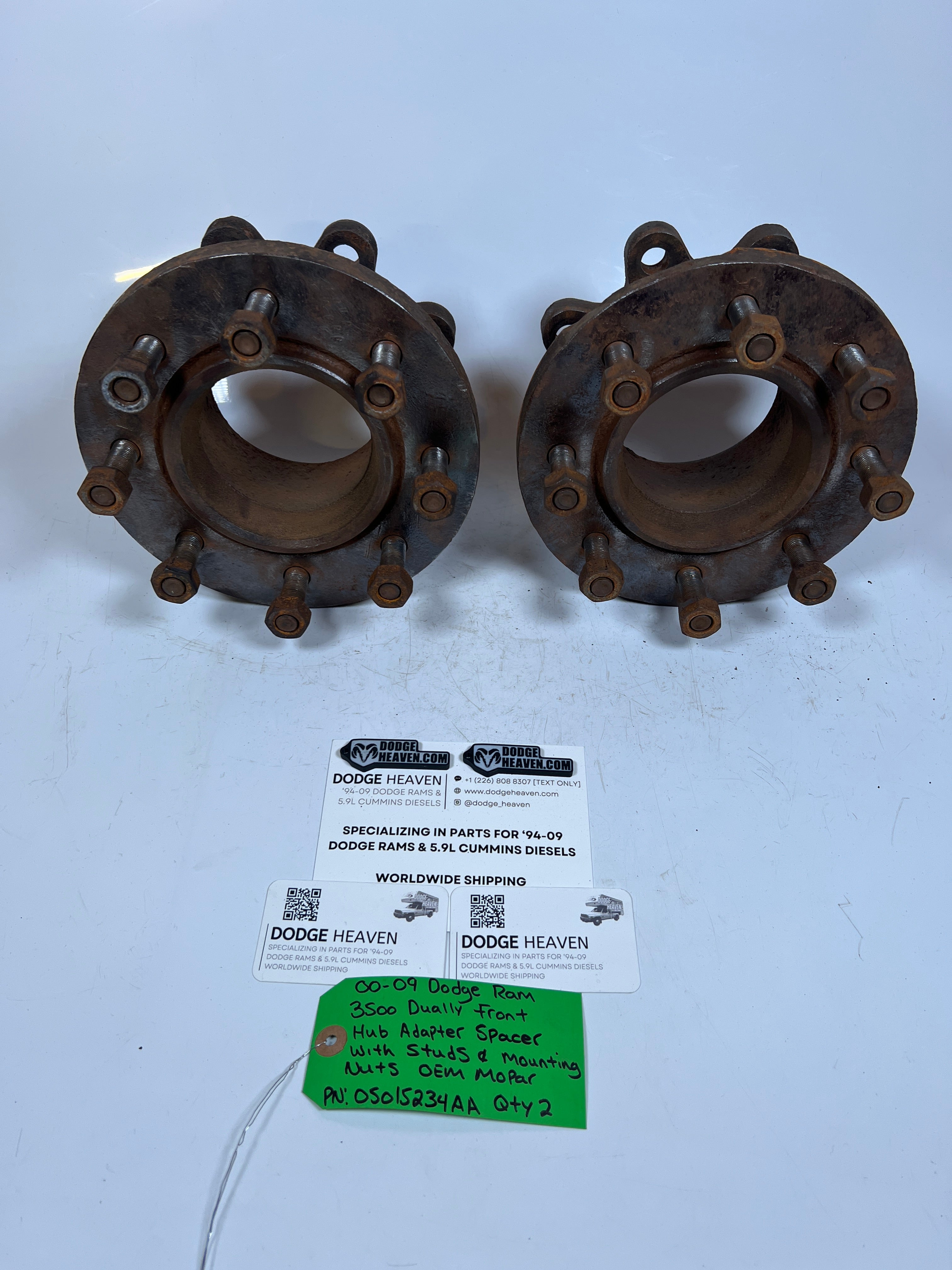 2000-2009 Dodge Ram Dually Front Hub Adapter Spacers W Studs & Mounting Nuts