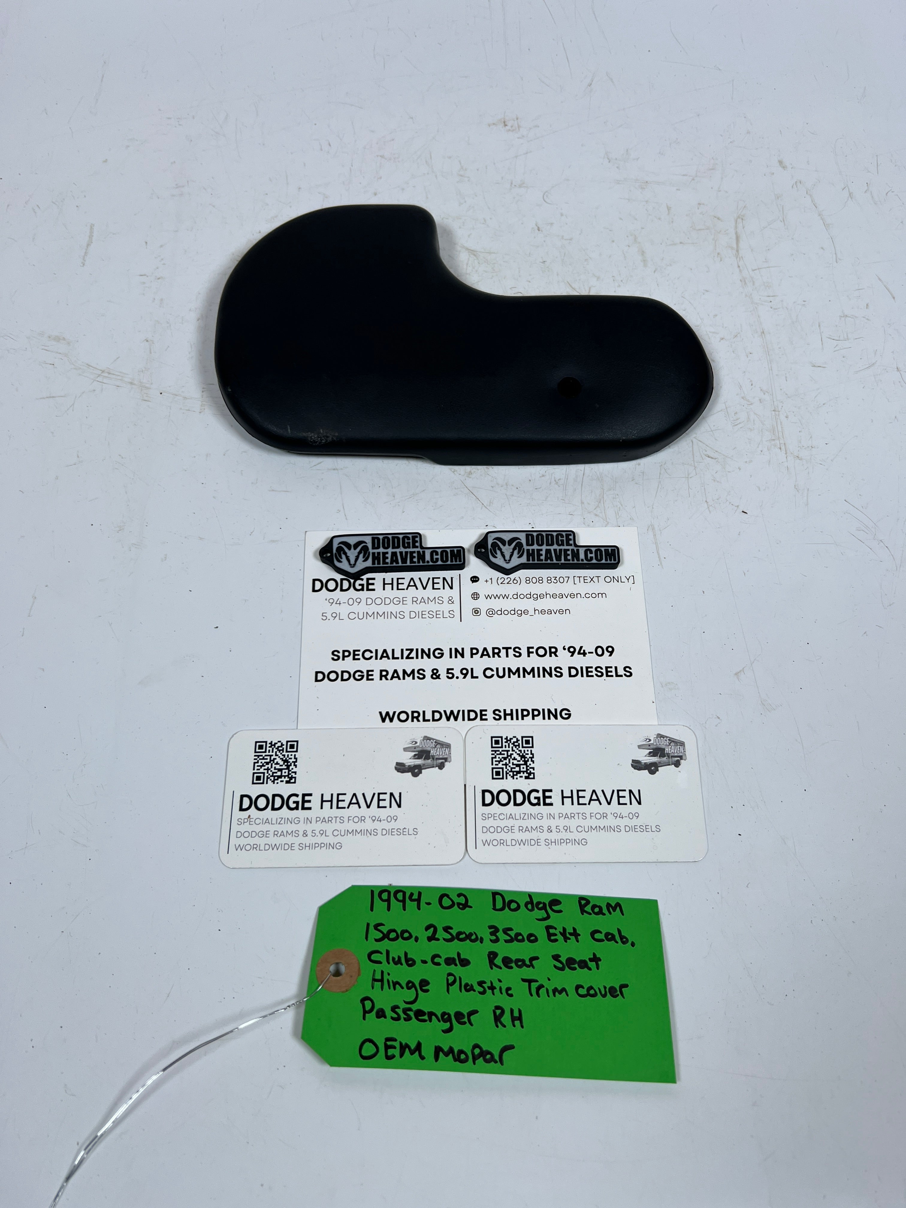 1994-2002 Dodge Ram Ext / Club Cab Rear Seat Hinge Trim Cover Passenger RH