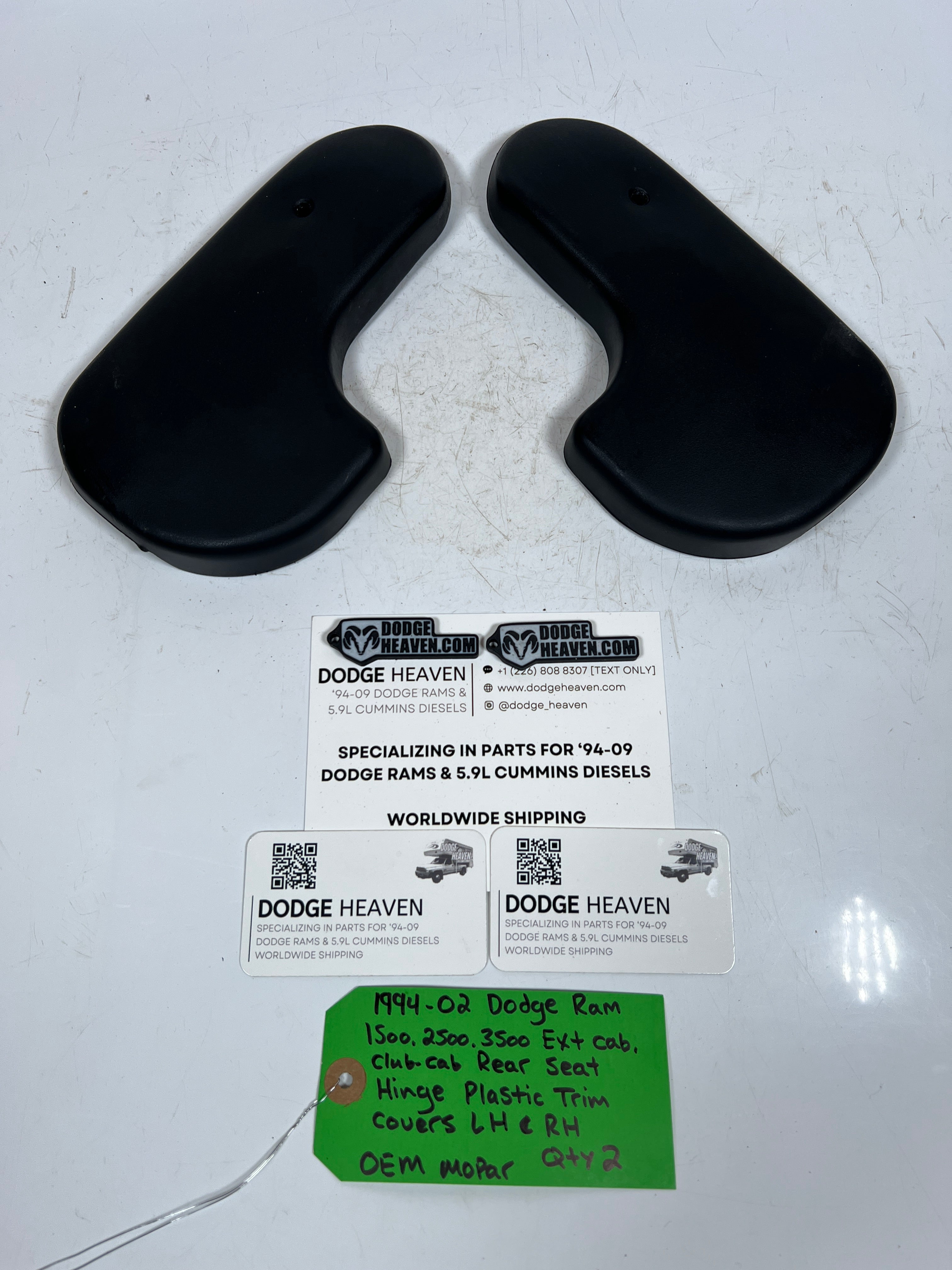 1994-2002 Dodge Ram EXt / Club Cab Rear Seat Hinge Trim Cover RH & LH Pair