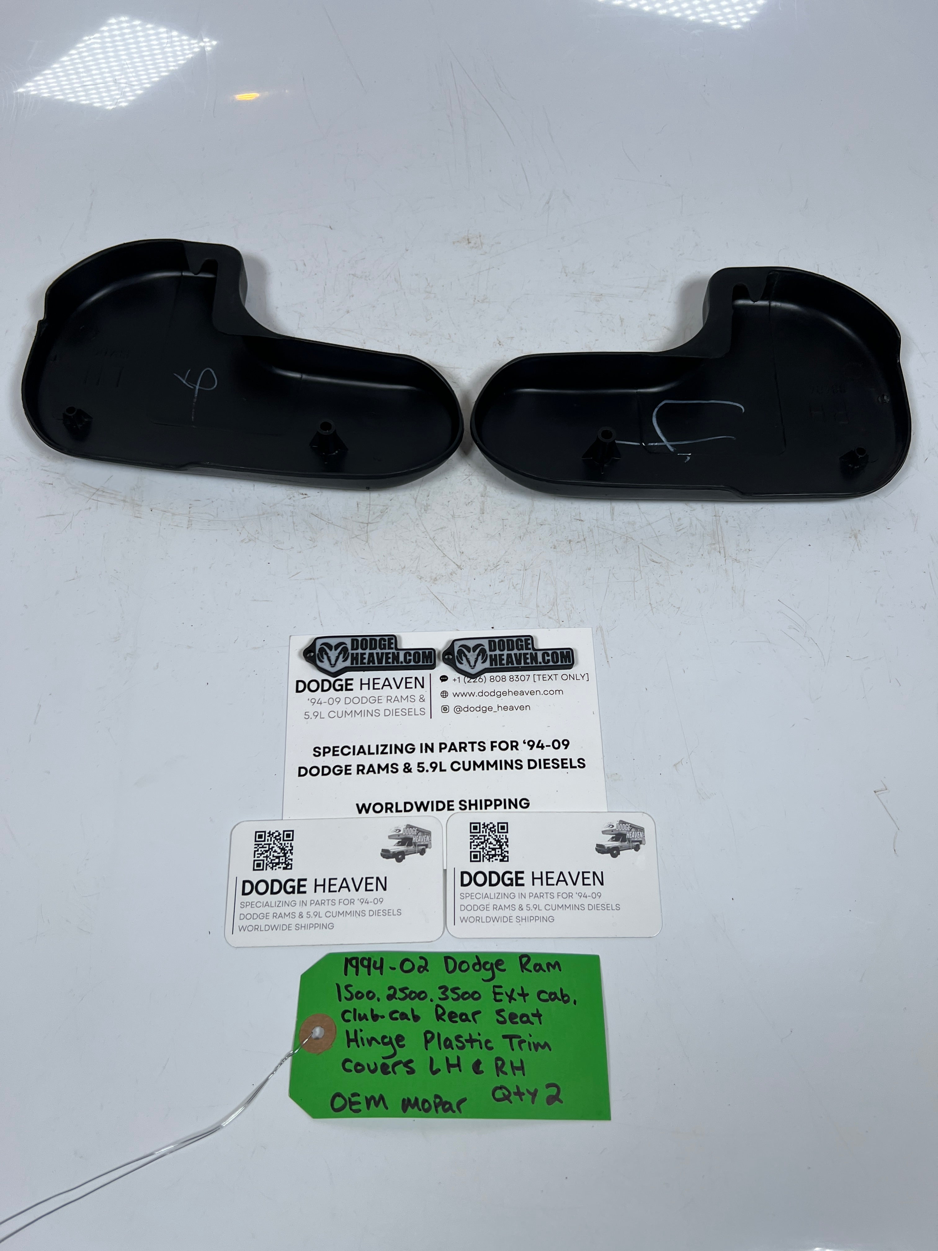 1994-2002 Dodge Ram EXt / Club Cab Rear Seat Hinge Trim Cover RH & LH Pair