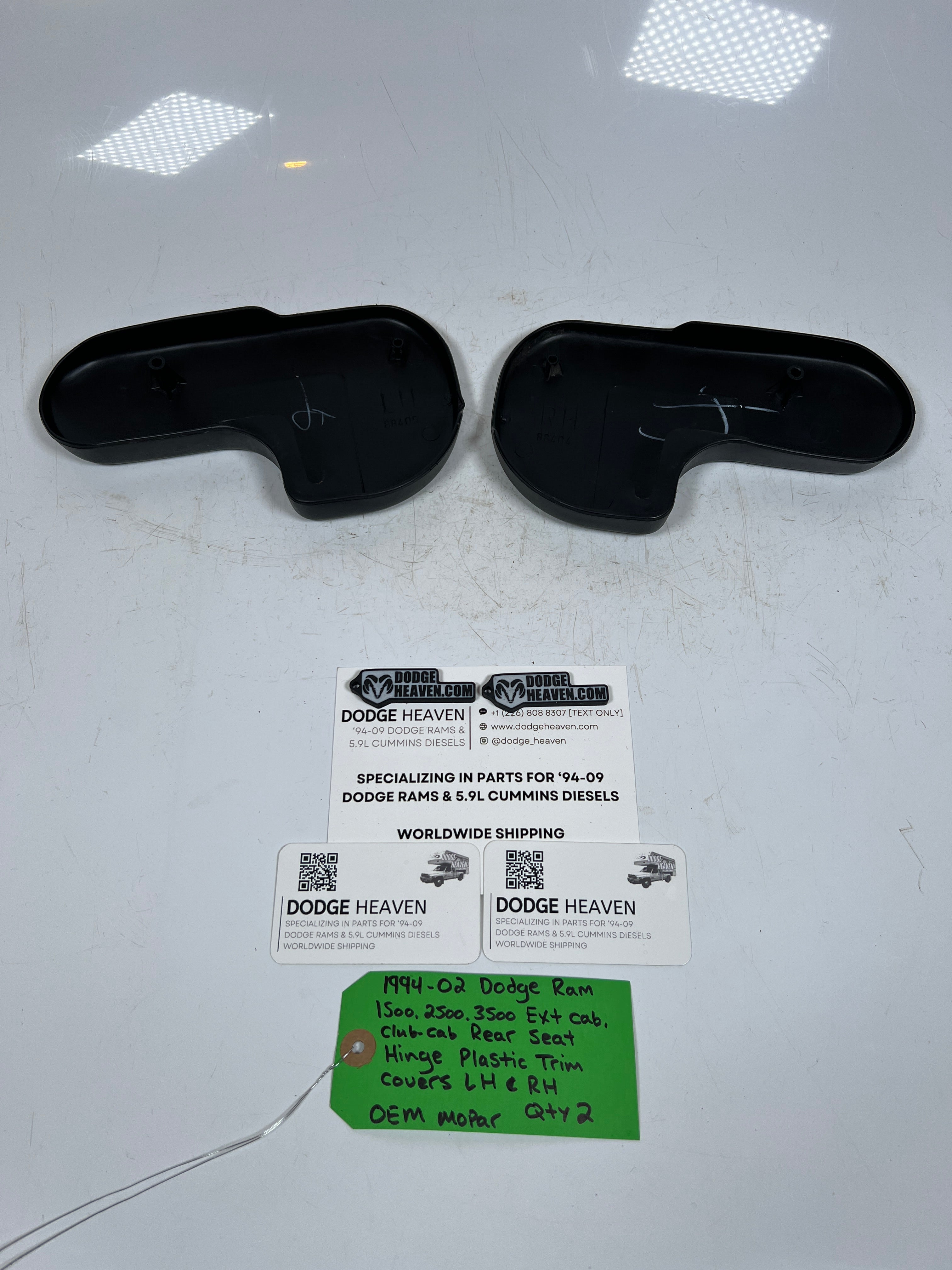 1994-2002 Dodge Ram EXt / Club Cab Rear Seat Hinge Trim Cover RH & LH Pair