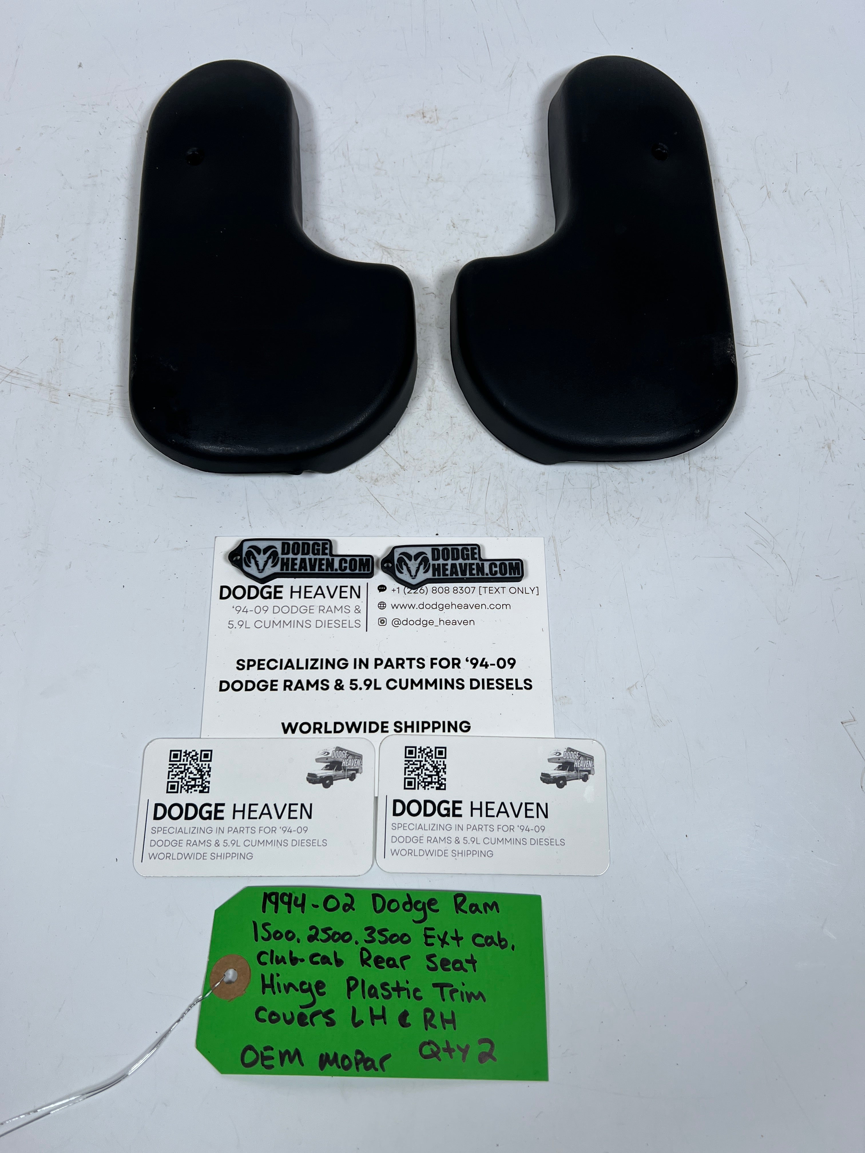 1994-2002 Dodge Ram EXt / Club Cab Rear Seat Hinge Trim Cover RH & LH Pair