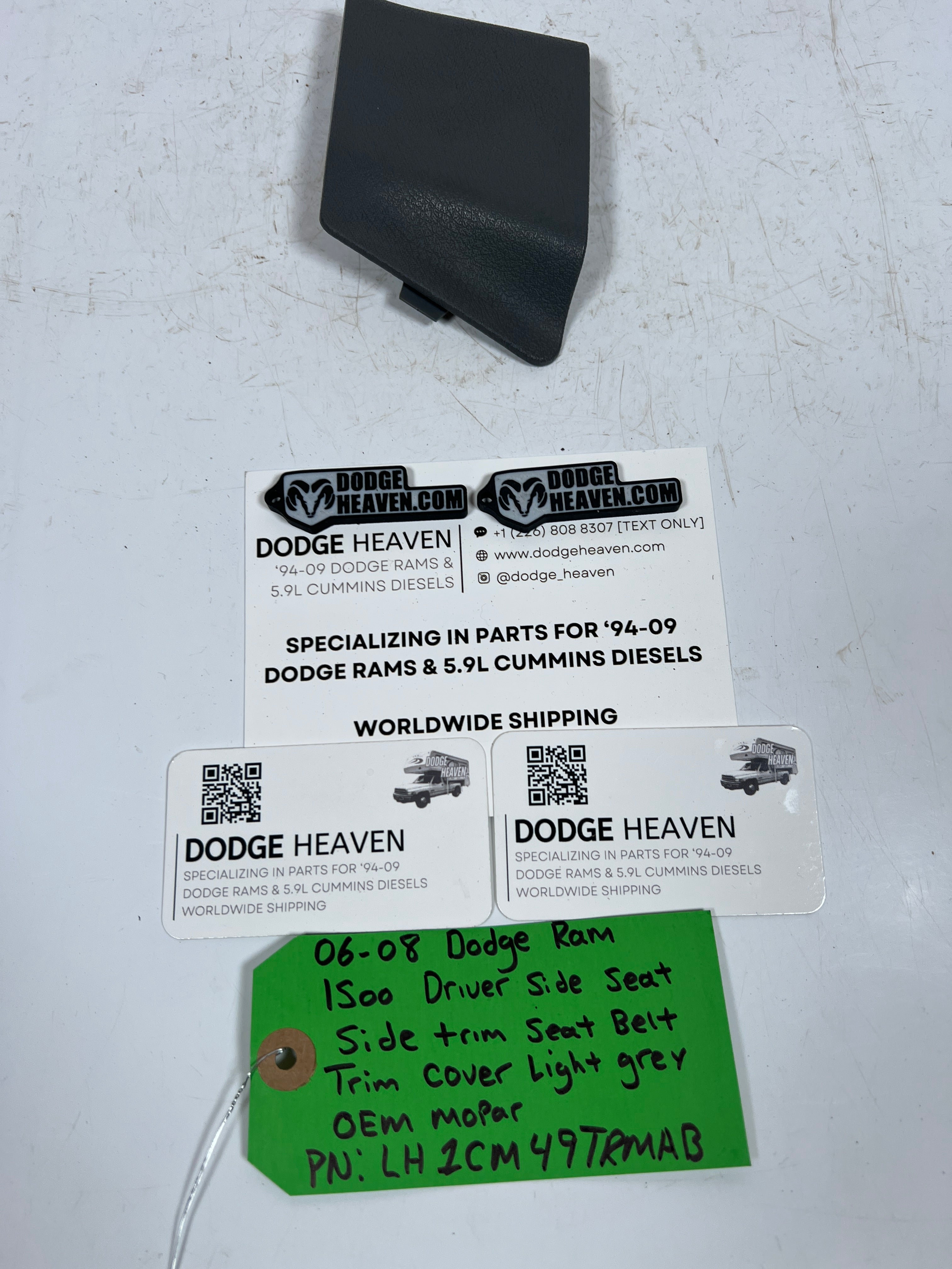 2006-2008 Dodge Ram 1500 Driver Side Seat Belt Trim Cover Light Grey