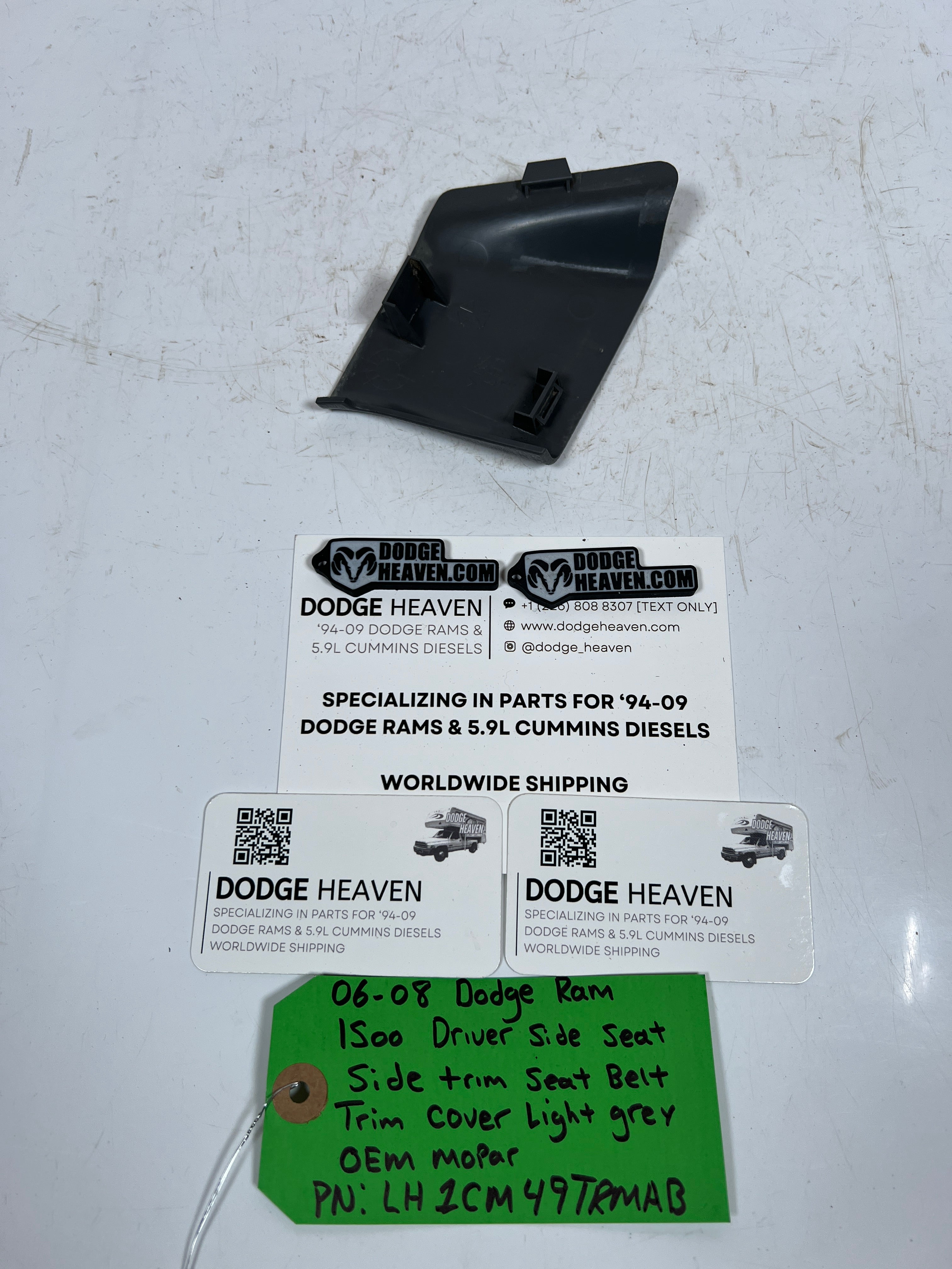 2006-2008 Dodge Ram 1500 Driver Side Seat Belt Trim Cover Light Grey